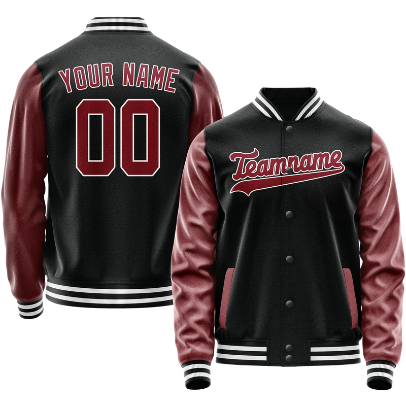 Custom Black Texas-Orange Solid Color Varsity Letterman Jacket JA02240617XF012