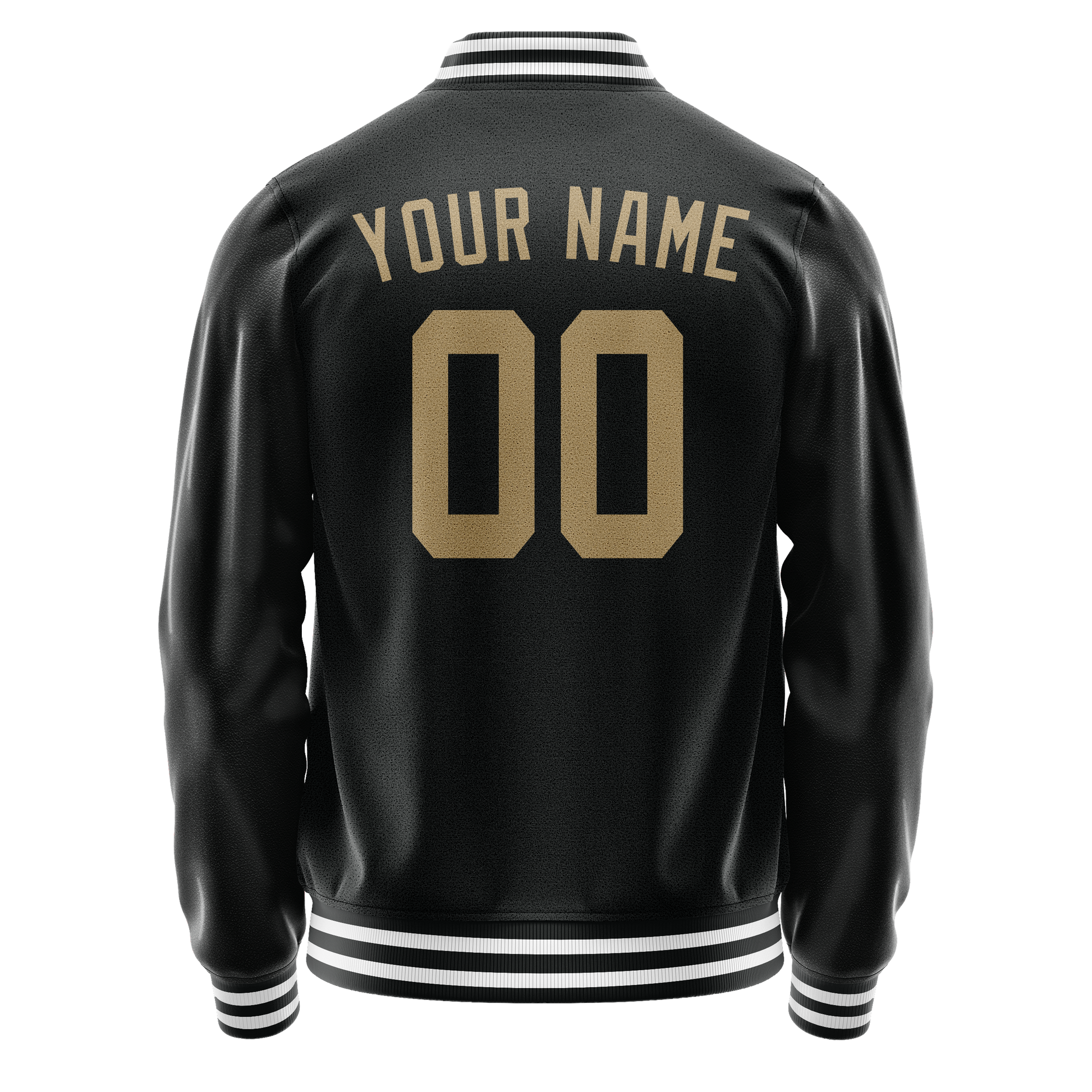 Custom Black Cream Solid Color Varsity Letterman Jacket JA02240617XF019