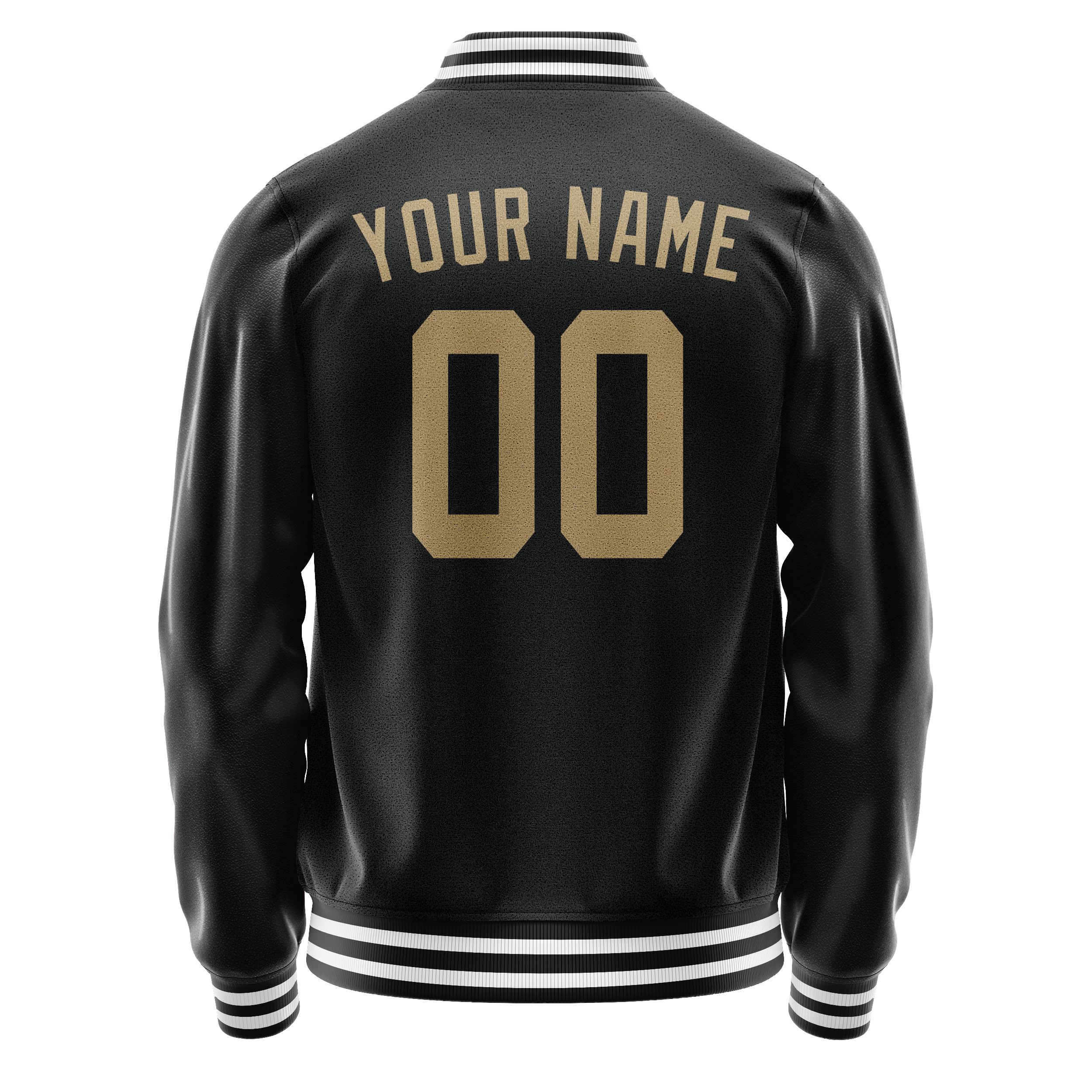 Custom Black Cream Solid Color Varsity Letterman Jacket JA02240617XF019