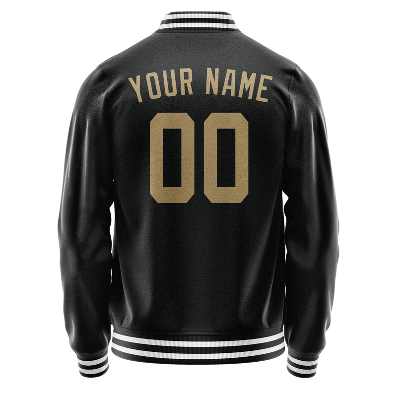 Custom Black Cream Solid Color Varsity Letterman Jacket JA02240617XF019