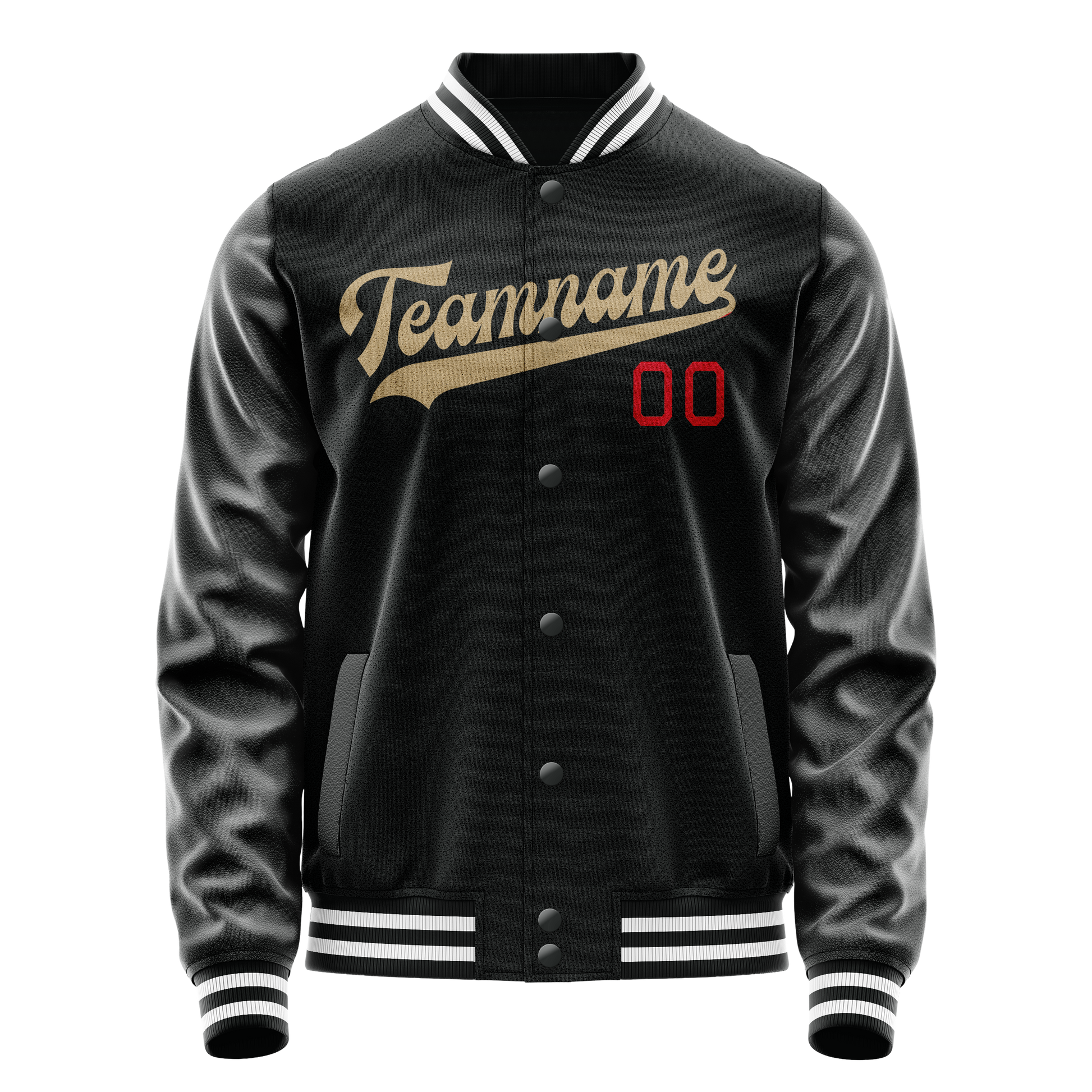 Custom Black Cream Solid Color Varsity Letterman Jacket JA02240617XF019