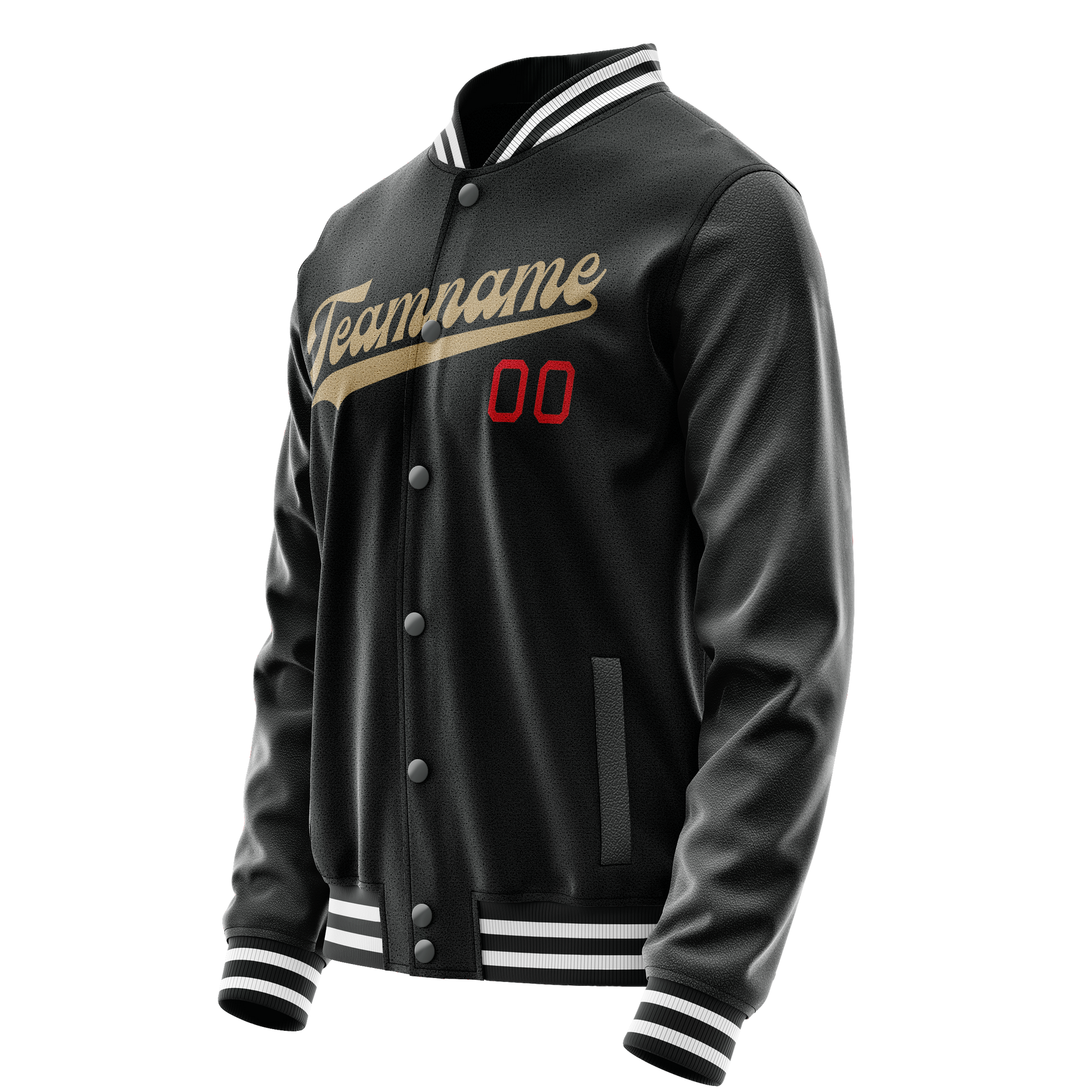 Custom Black Cream Solid Color Varsity Letterman Jacket JA02240617XF019