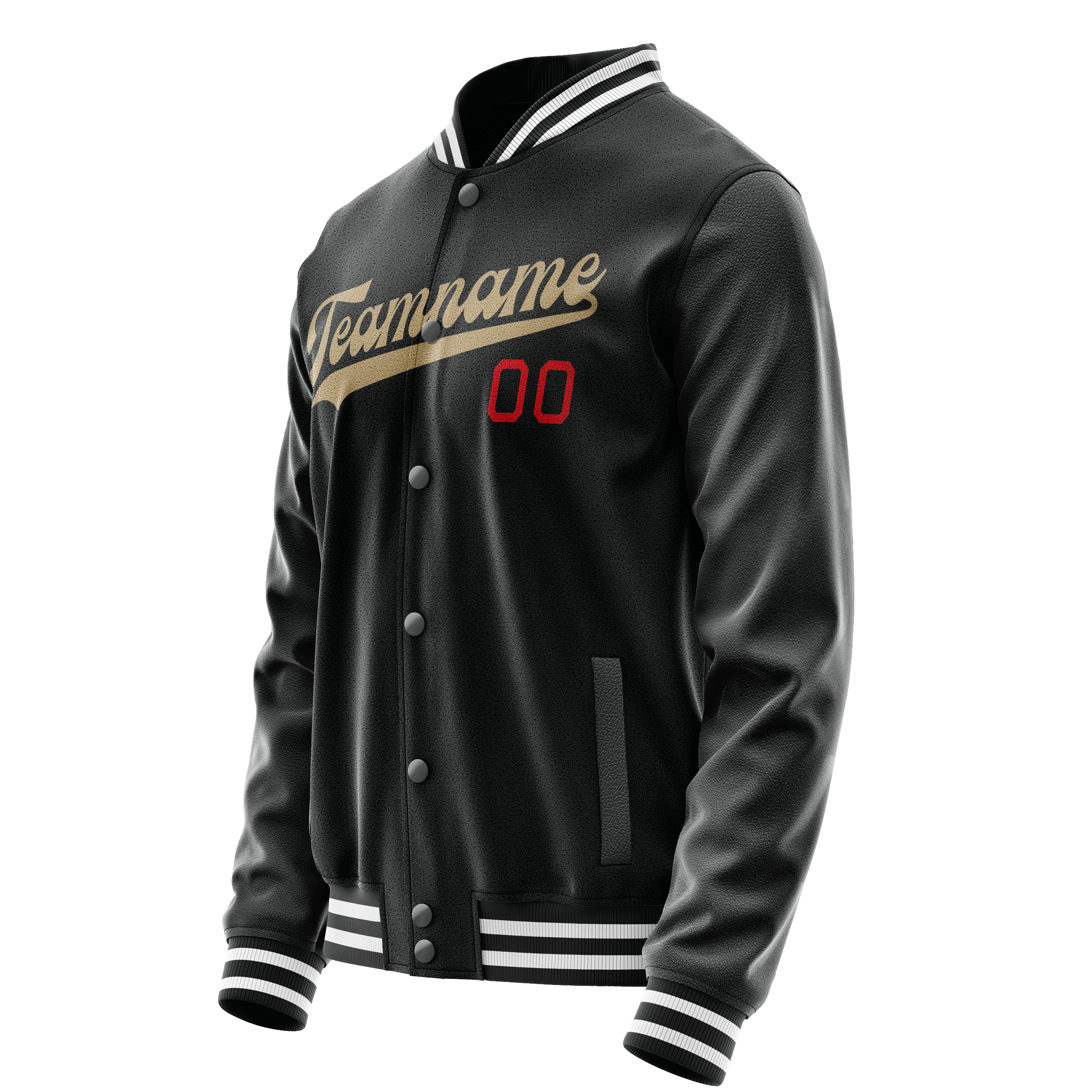 Custom Black Cream Solid Color Varsity Letterman Jacket JA02240617XF019