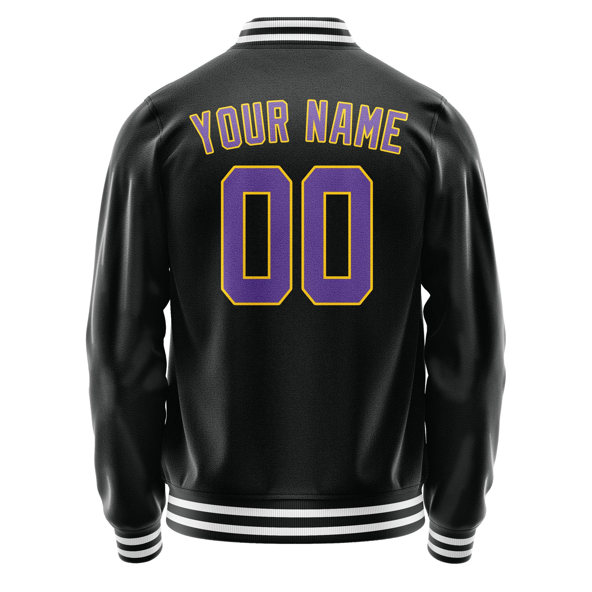 Custom Black Purple Solid Color Varsity Letterman Jacket JA02240617XF024