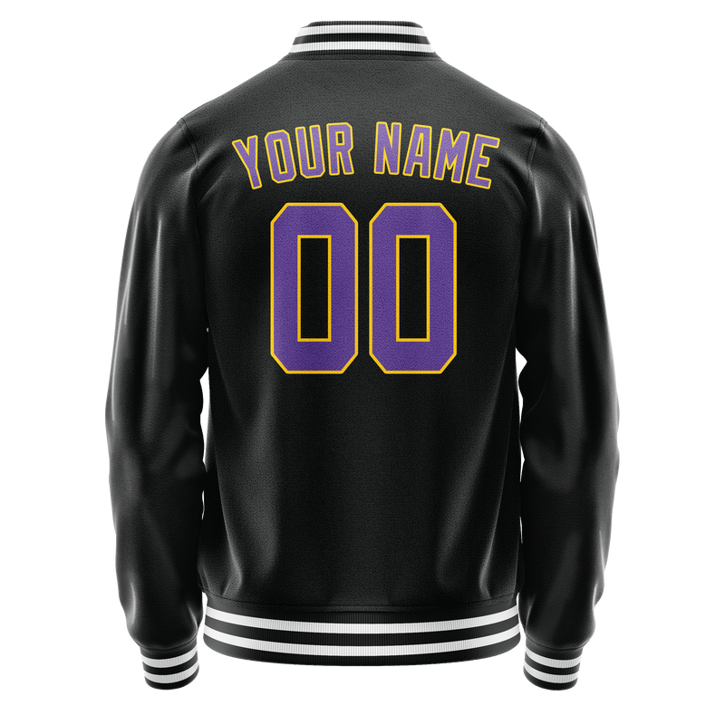 Custom Black Purple Solid Color Varsity Letterman Jacket JA02240617XF024