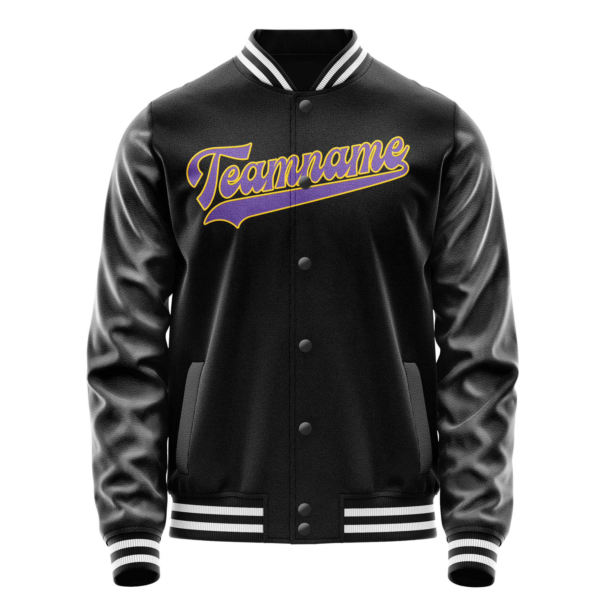 Custom Black Purple Solid Color Varsity Letterman Jacket JA02240617XF024