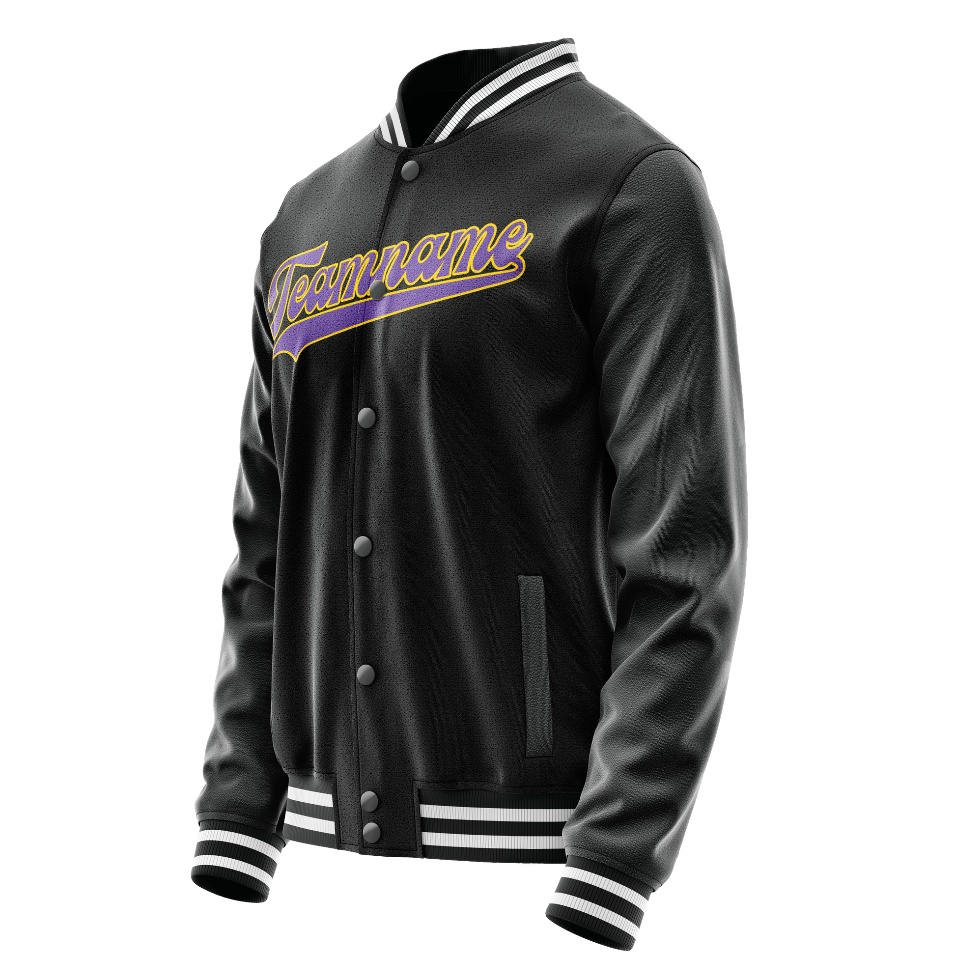 Custom Black Purple Solid Color Varsity Letterman Jacket JA02240617XF024