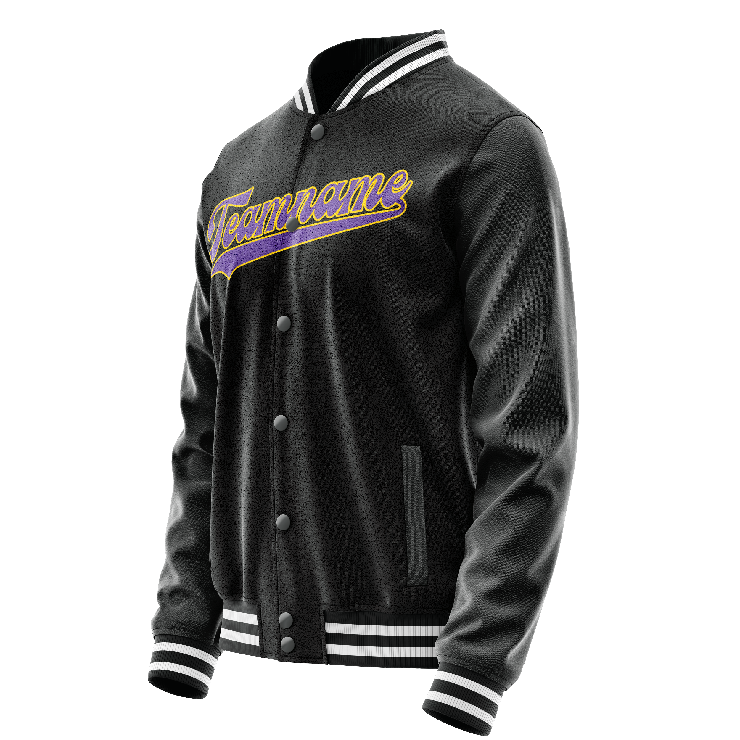 Custom Black Purple Solid Color Varsity Letterman Jacket JA02240617XF024