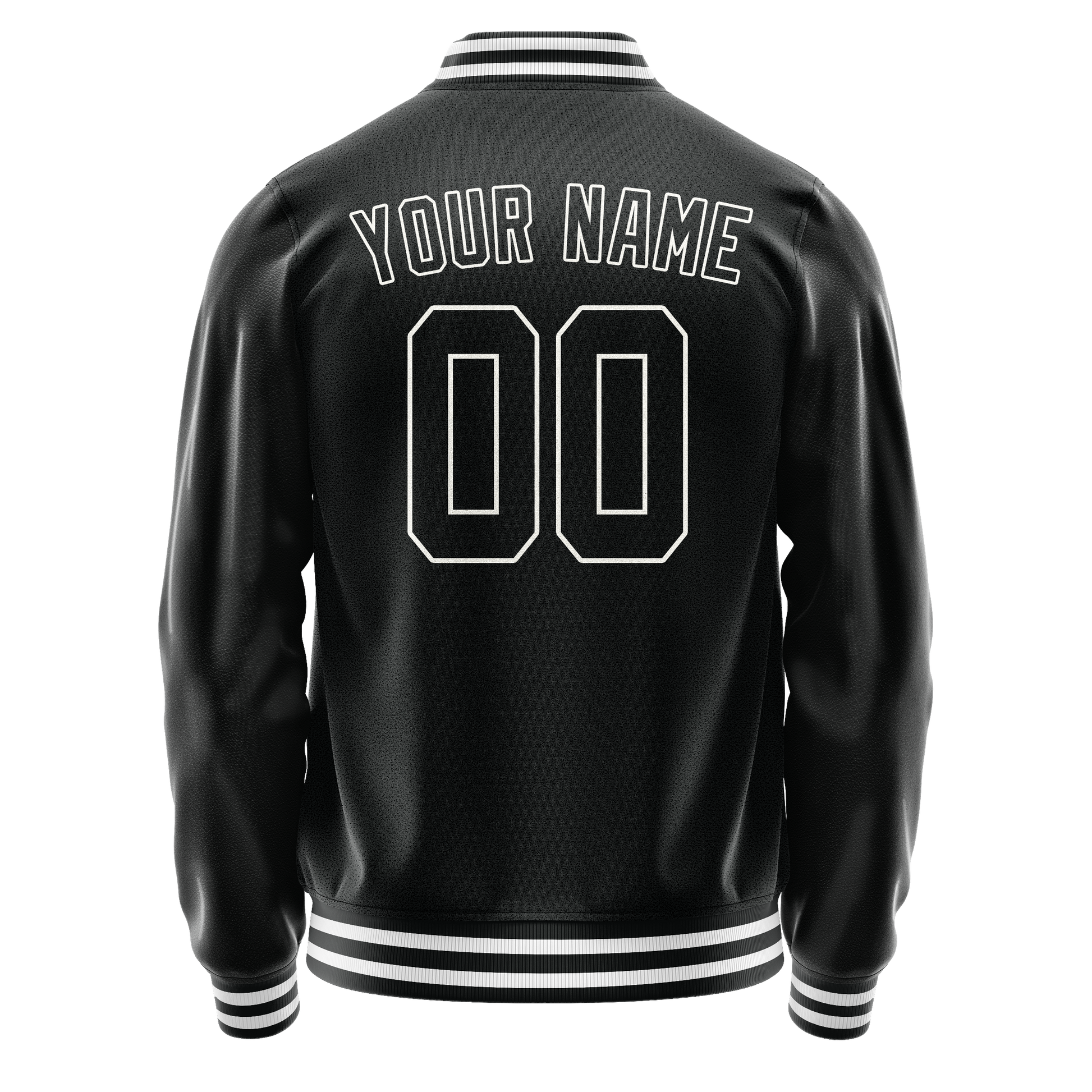 Custom Black White Solid Color Varsity Letterman Jacket JA02240617XF002