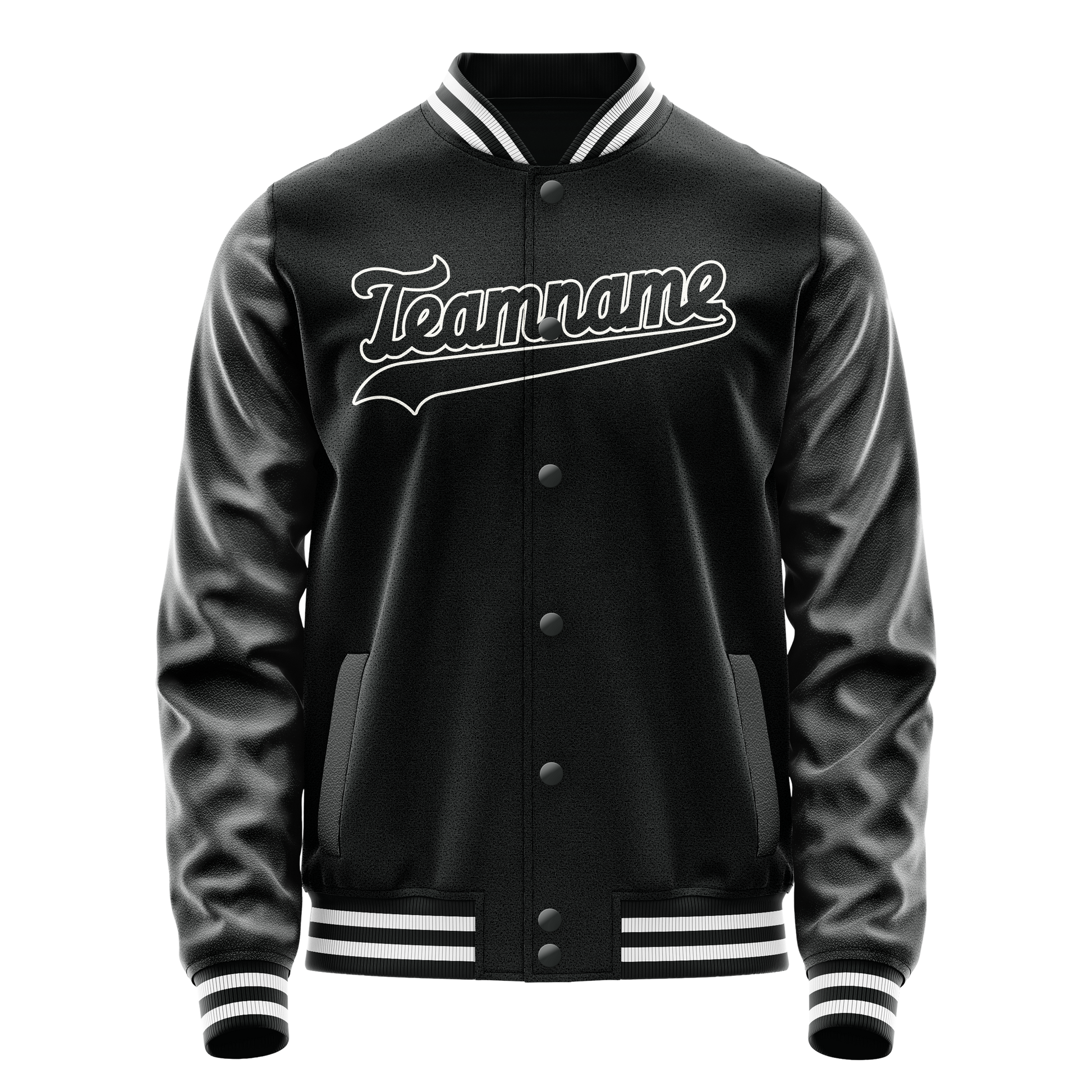 Custom Black White Solid Color Varsity Letterman Jacket JA02240617XF002