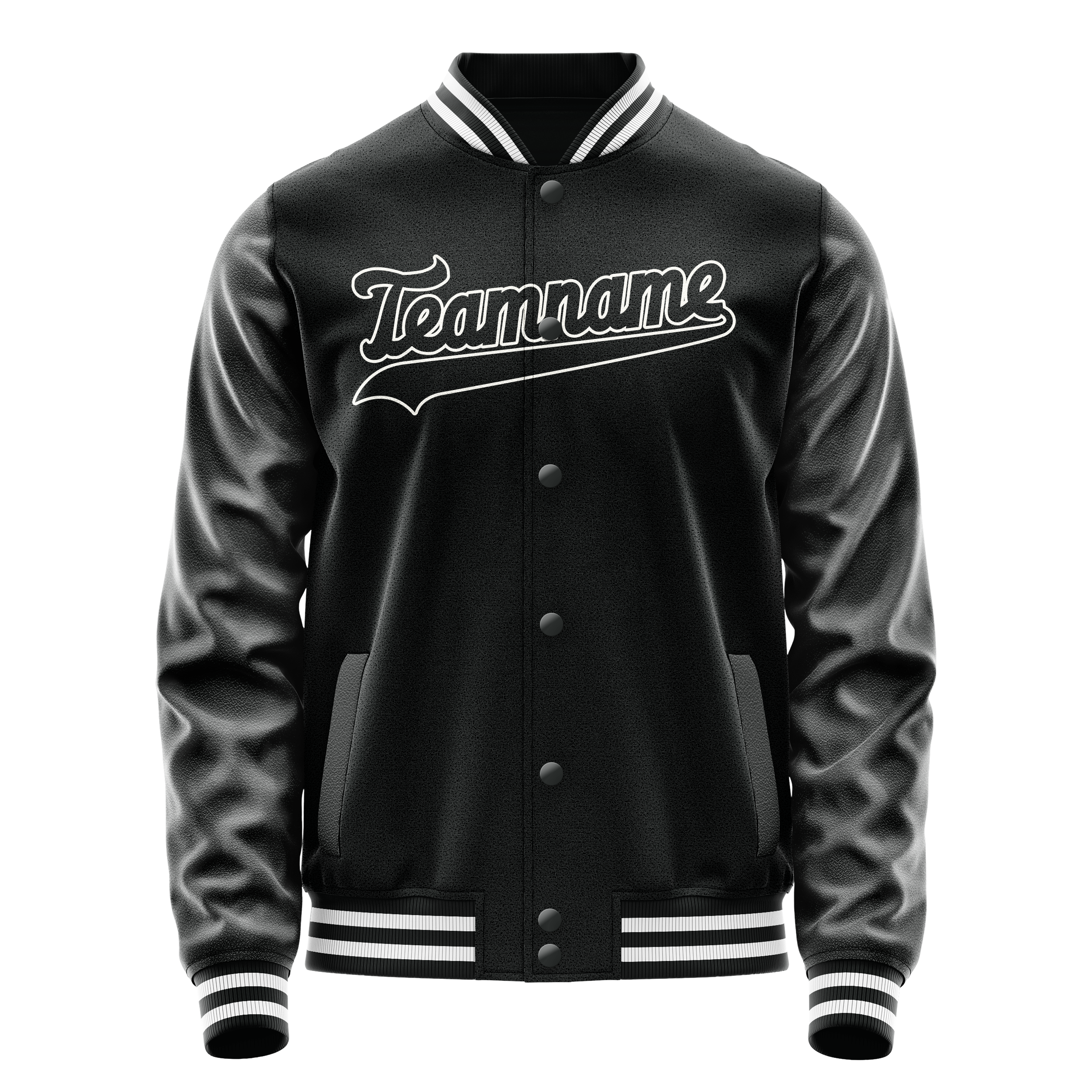 Custom Black White Solid Color Varsity Letterman Jacket JA02240617XF002