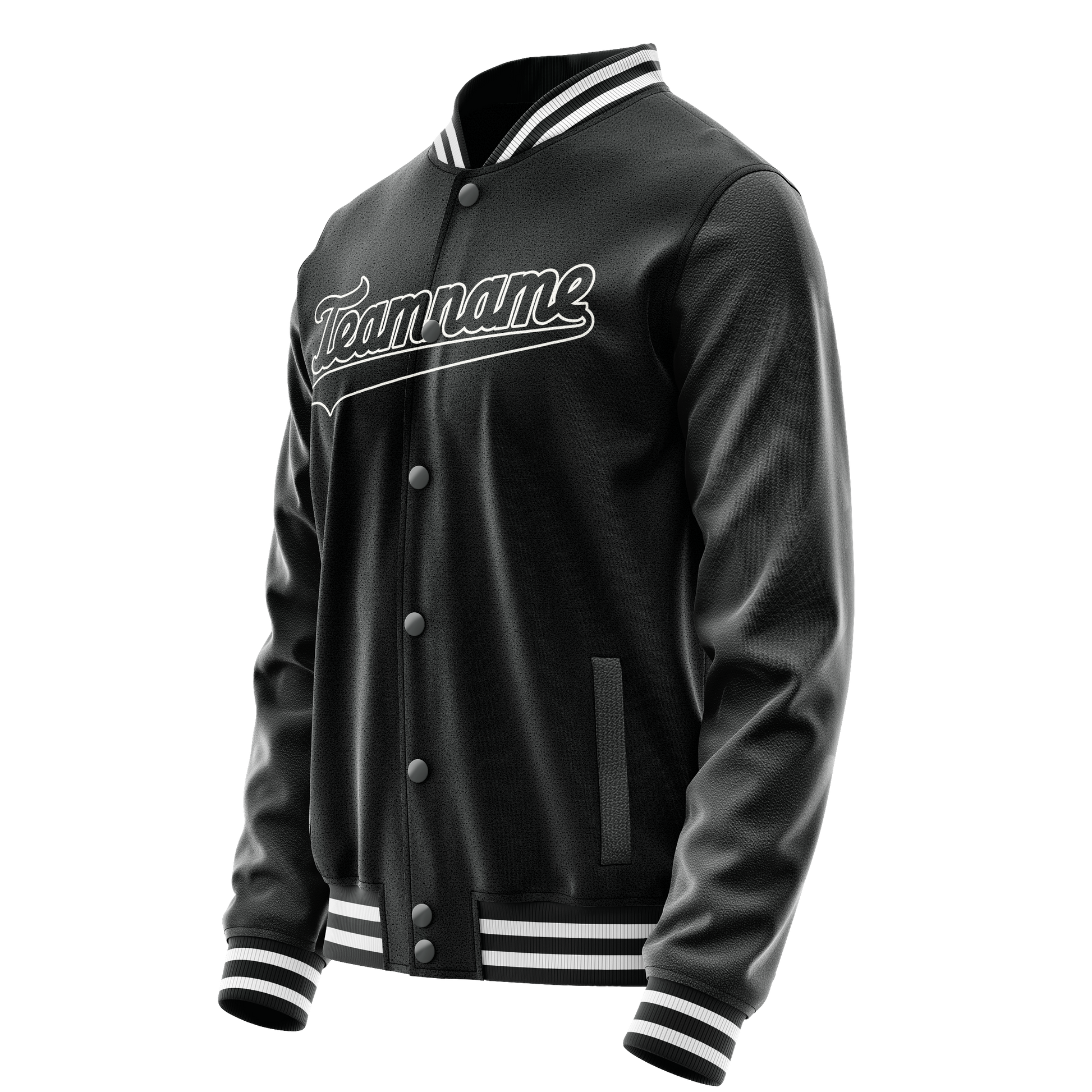 Custom Black White Solid Color Varsity Letterman Jacket JA02240617XF002