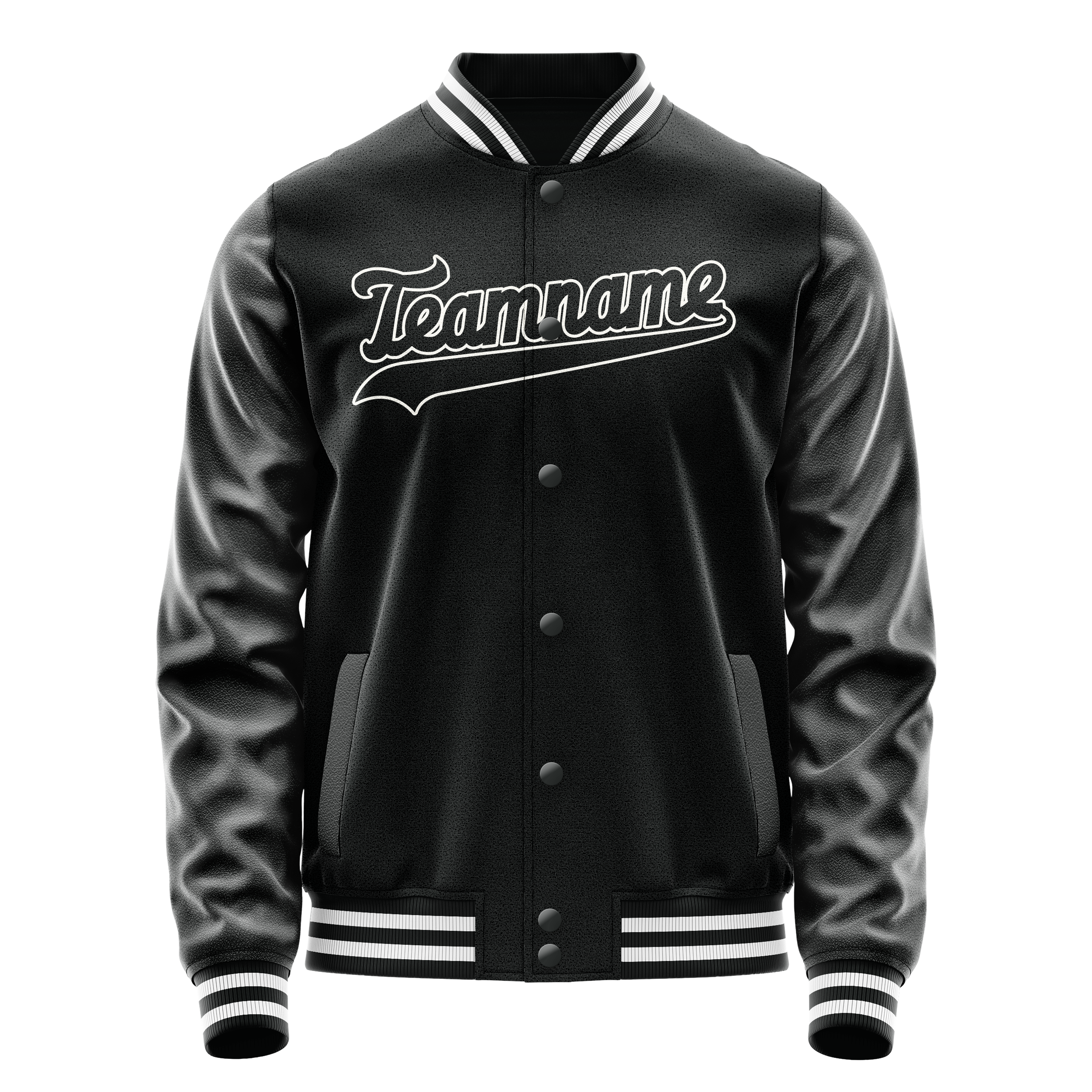 Custom Black White Solid Color Varsity Letterman Jacket JA02240617XF029