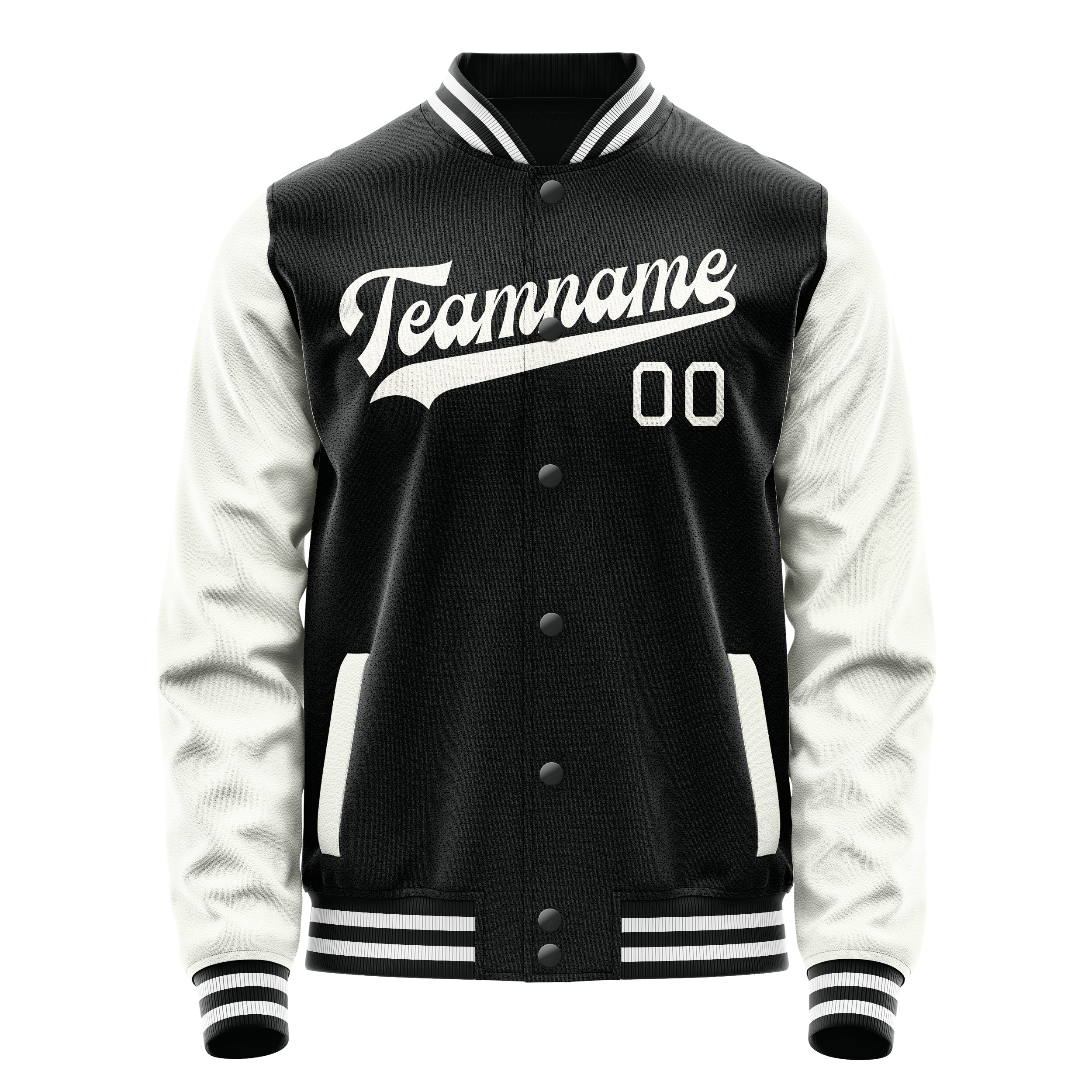 Custom Black White Solid Color Varsity Letterman Jacket JA02240617XF005
