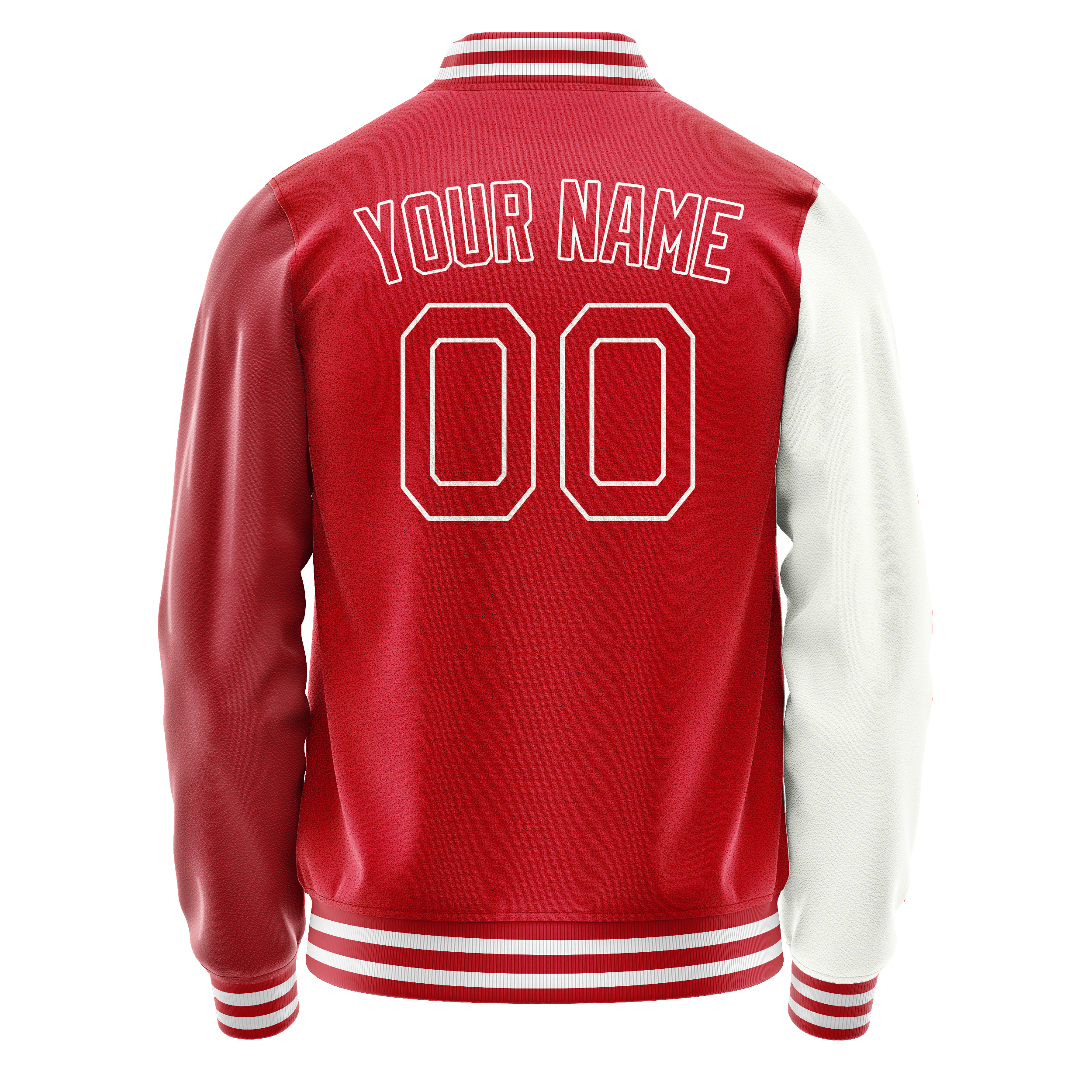 Custom White Red Split Varsity Letterman Jacket JA02240617LH455