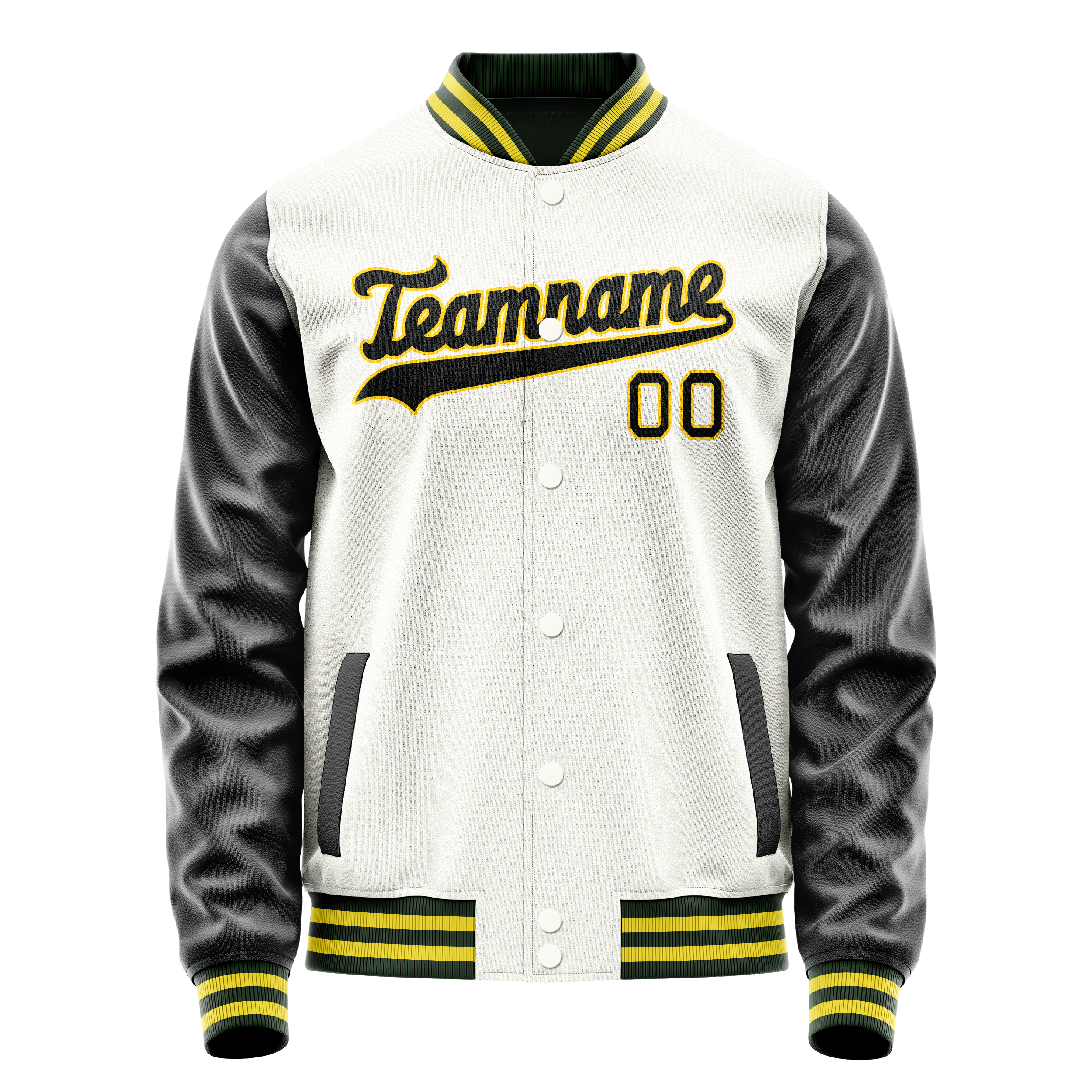 Custom White Black Solid Color Varsity Letterman Jacket JA02240617LH448