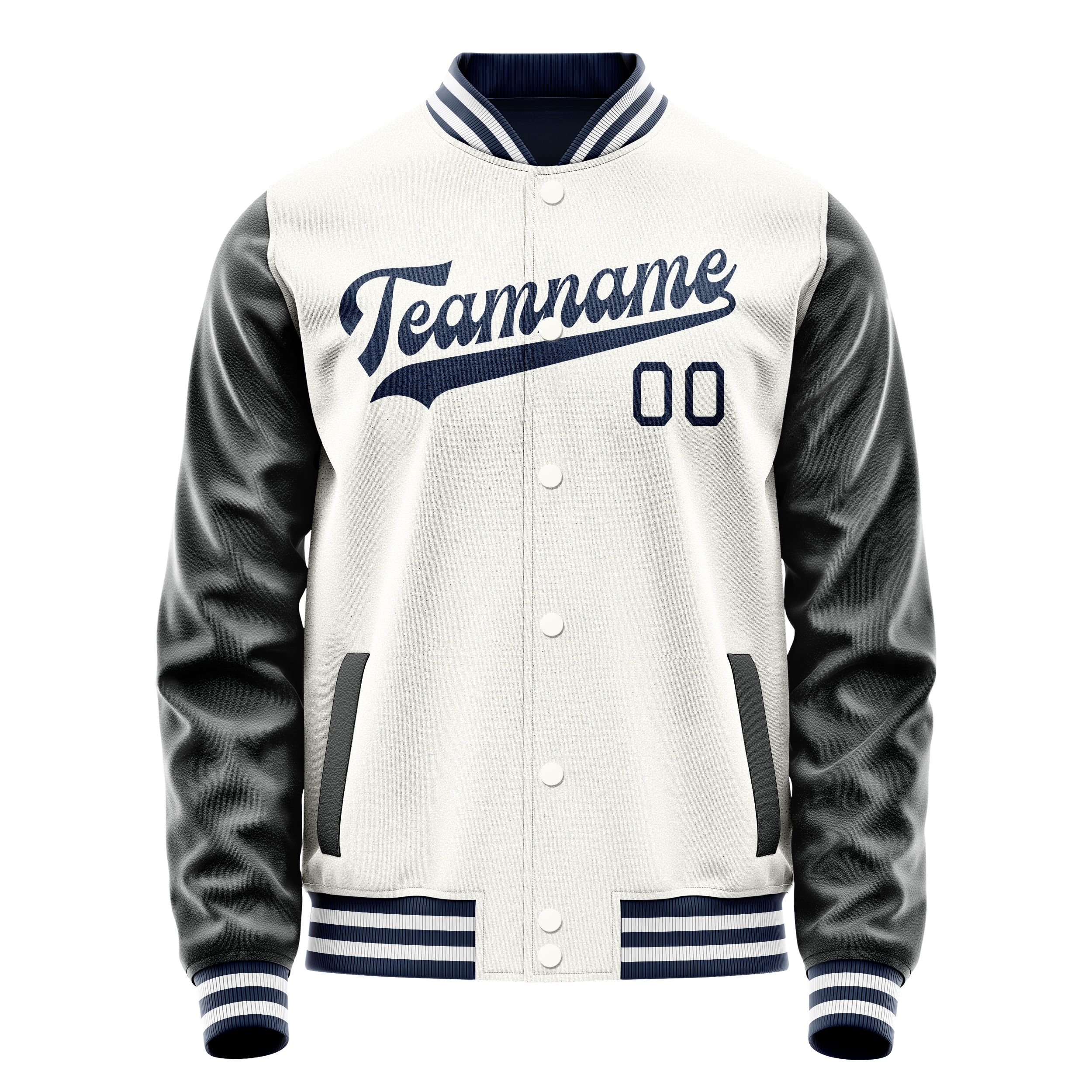 Custom White Black Solid Color Varsity Letterman Jacket JA02240617LH465
