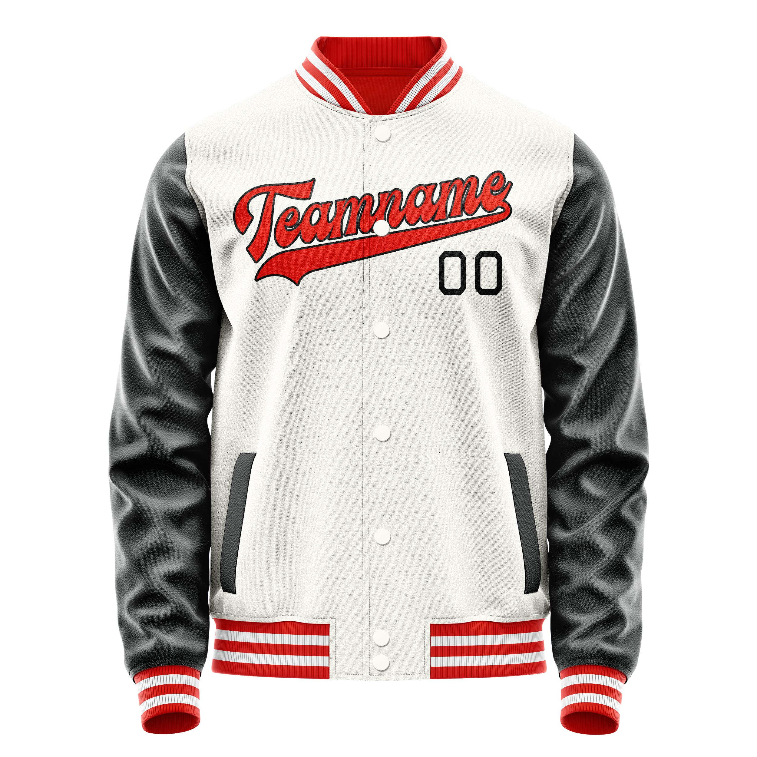 Custom White Black Solid Color Varsity Letterman Jacket JA02240617LH463
