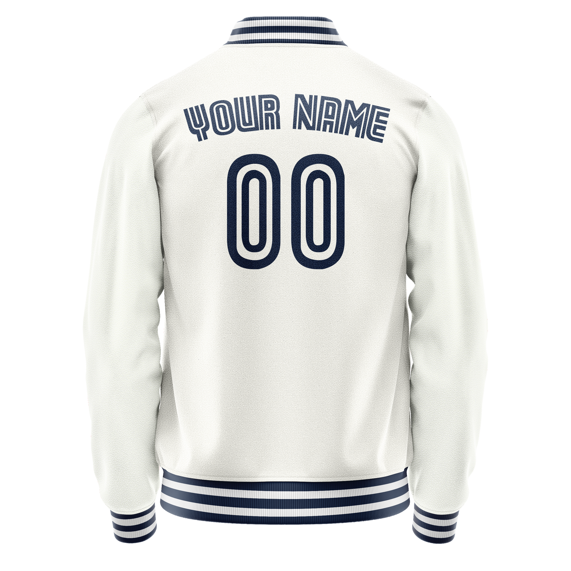 Custom White Navy Solid Color Varsity Letterman Jacket JA02240617LH464