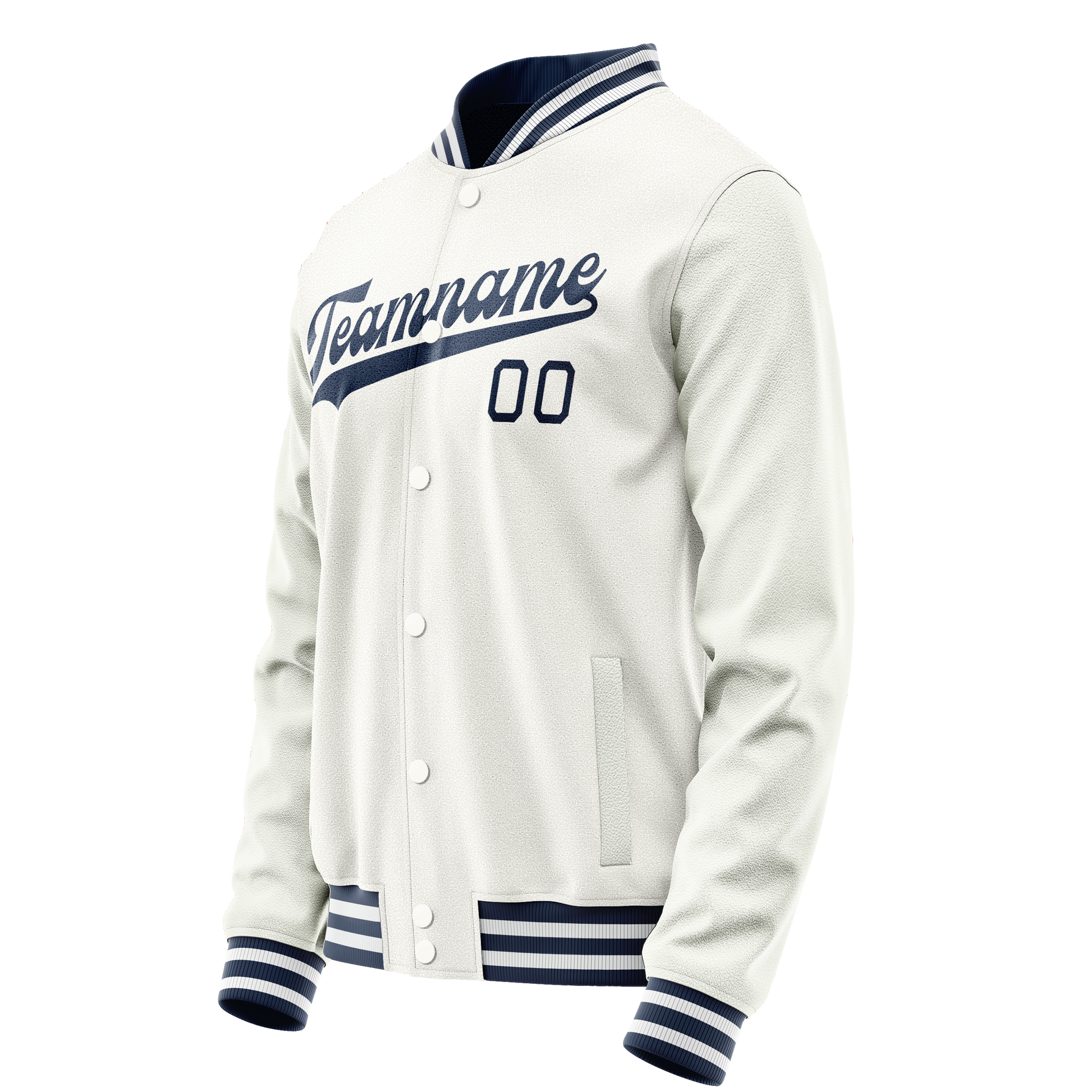 Custom White Navy Solid Color Varsity Letterman Jacket JA02240617LH464