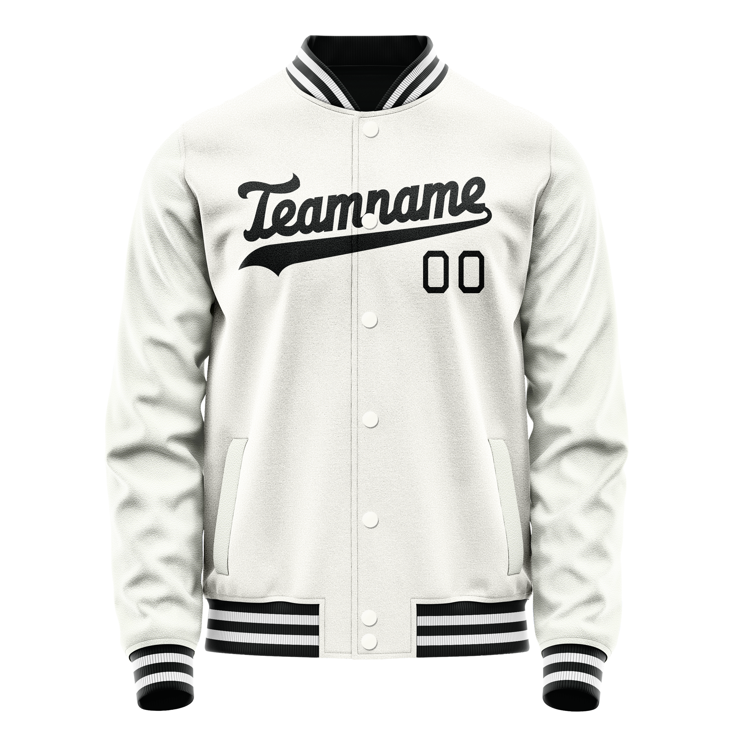 Custom White Black Solid Color Varsity Letterman Jacket JA02240617LH457