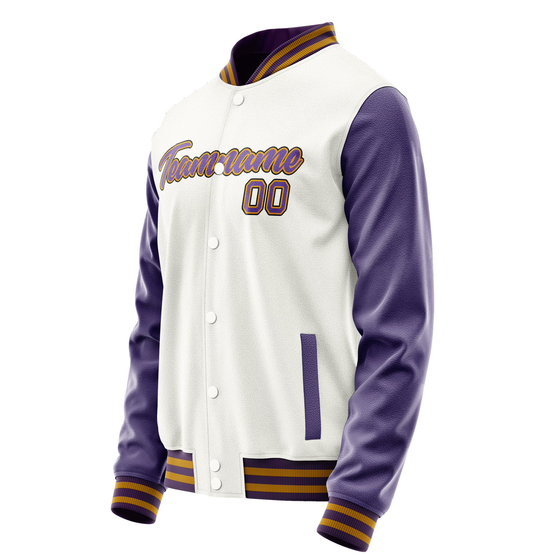 Custom White Purple Solid Color Varsity Letterman Jacket JA02240617LH472