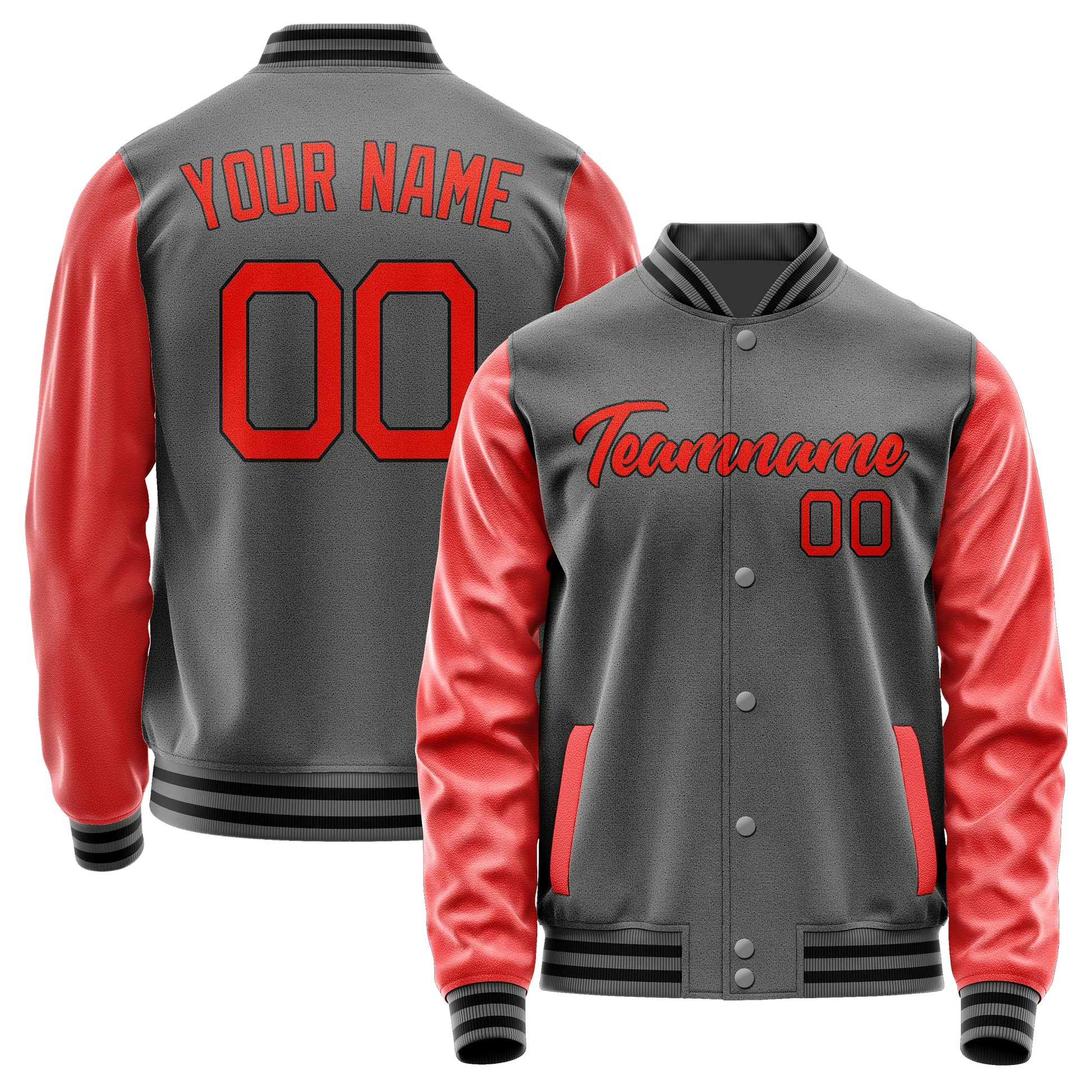 Custom Dark Grey Orange Red Jacket JA2020122017B21712