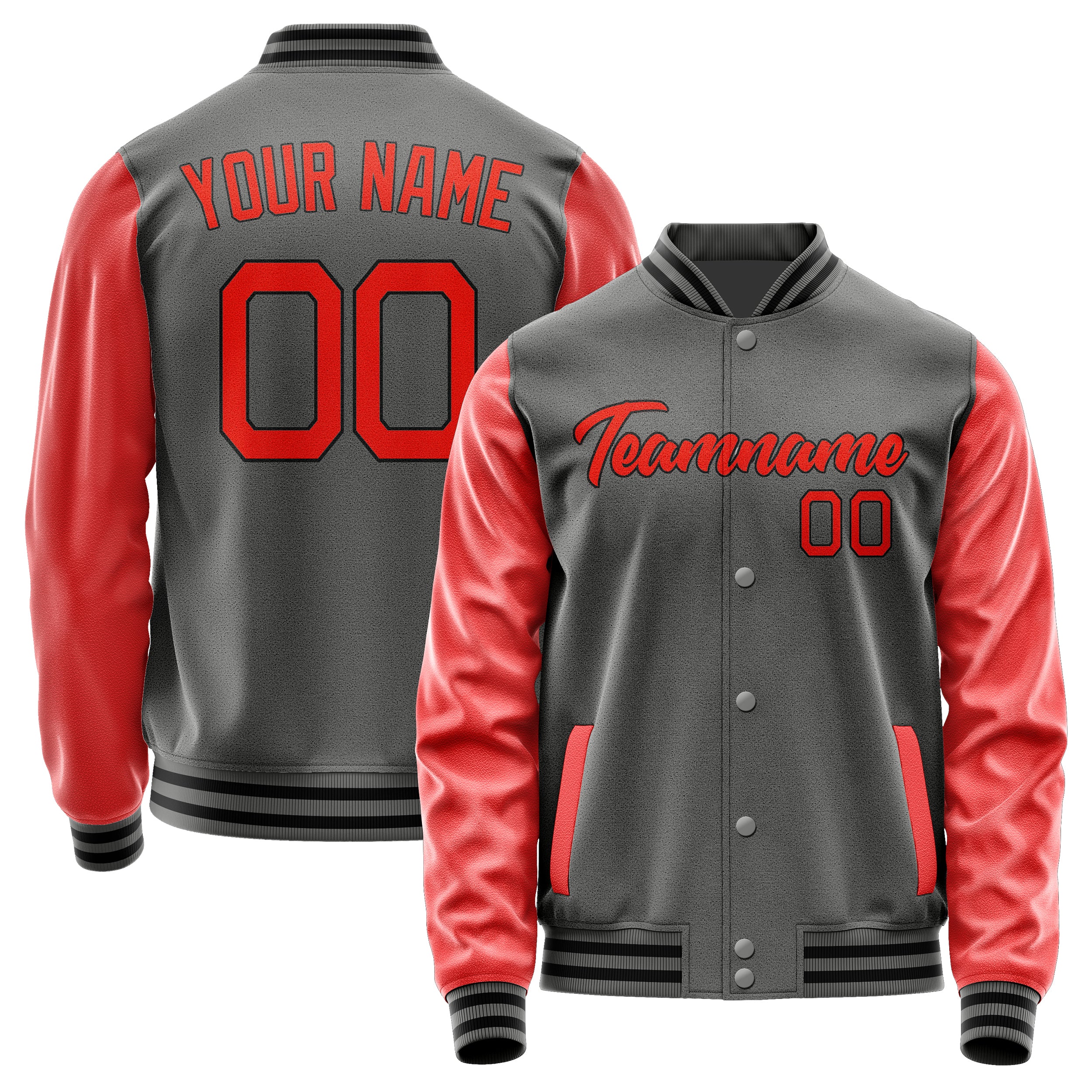 Custom Dark Grey Orange Red Jacket JA2020122017B21712