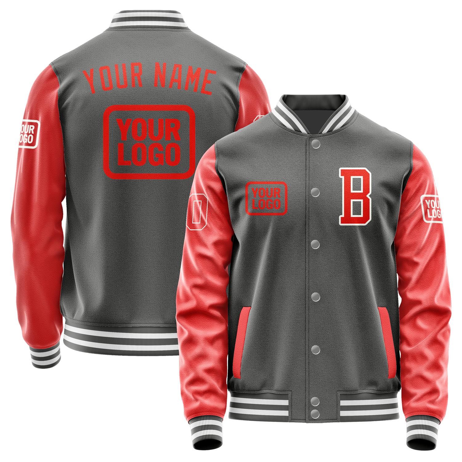 Custom Dark Grey Orange Red Jacket JA202012201818121218