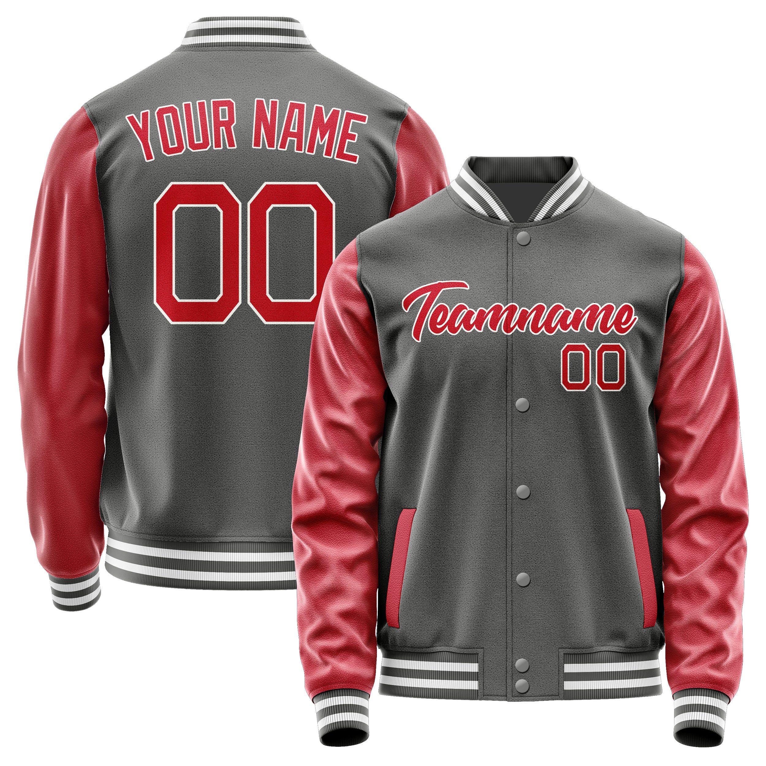 Custom Dark Grey Red Jacket JA2020142018B21814