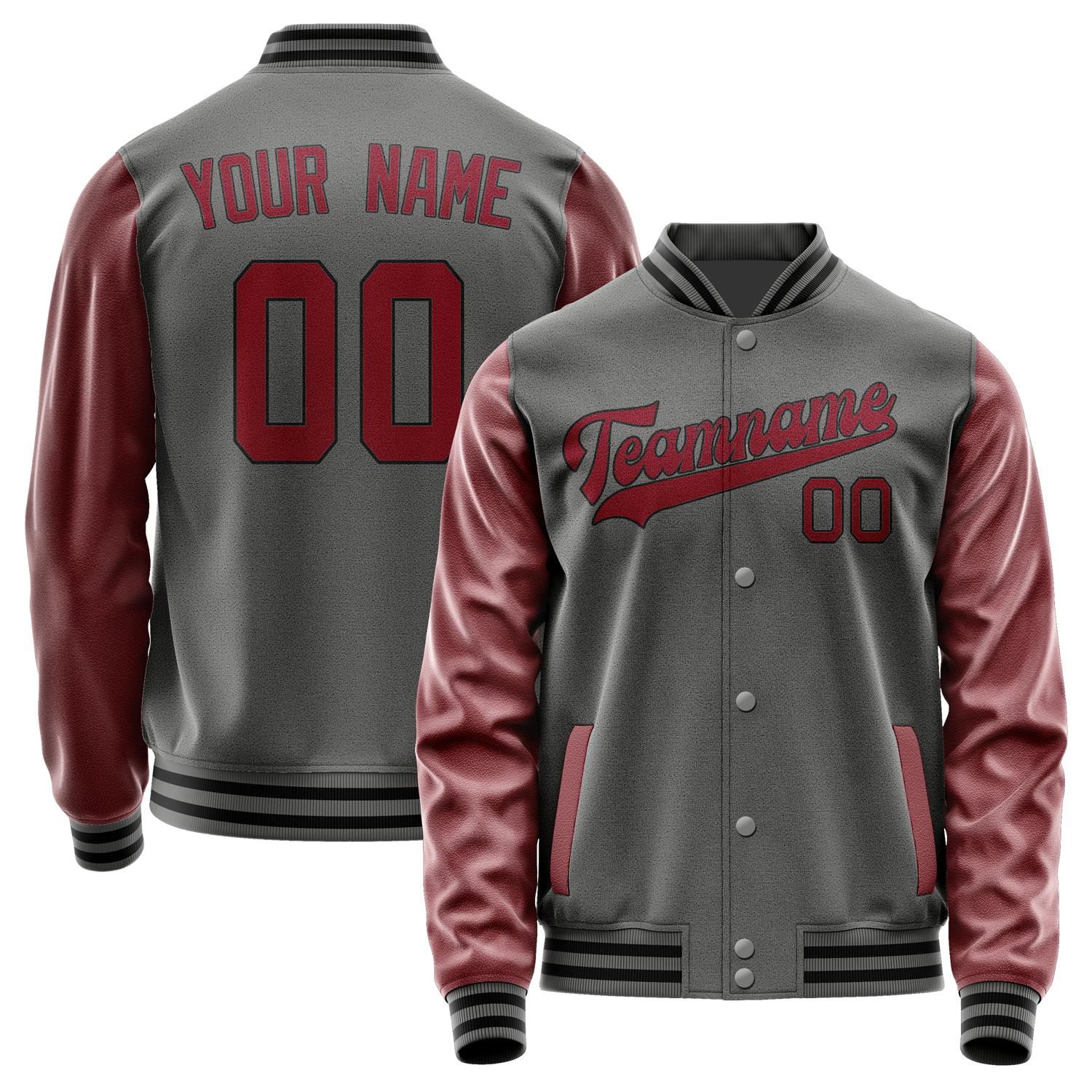Custom Dark Grey Crimson Red Jacket JA2020152017B31715