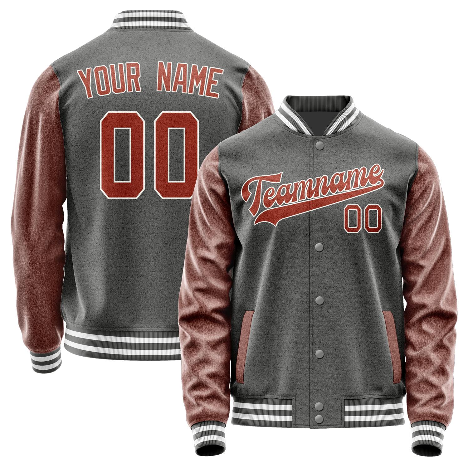 Custom Dark Grey Coral Red Jacket JA2020162018B31816