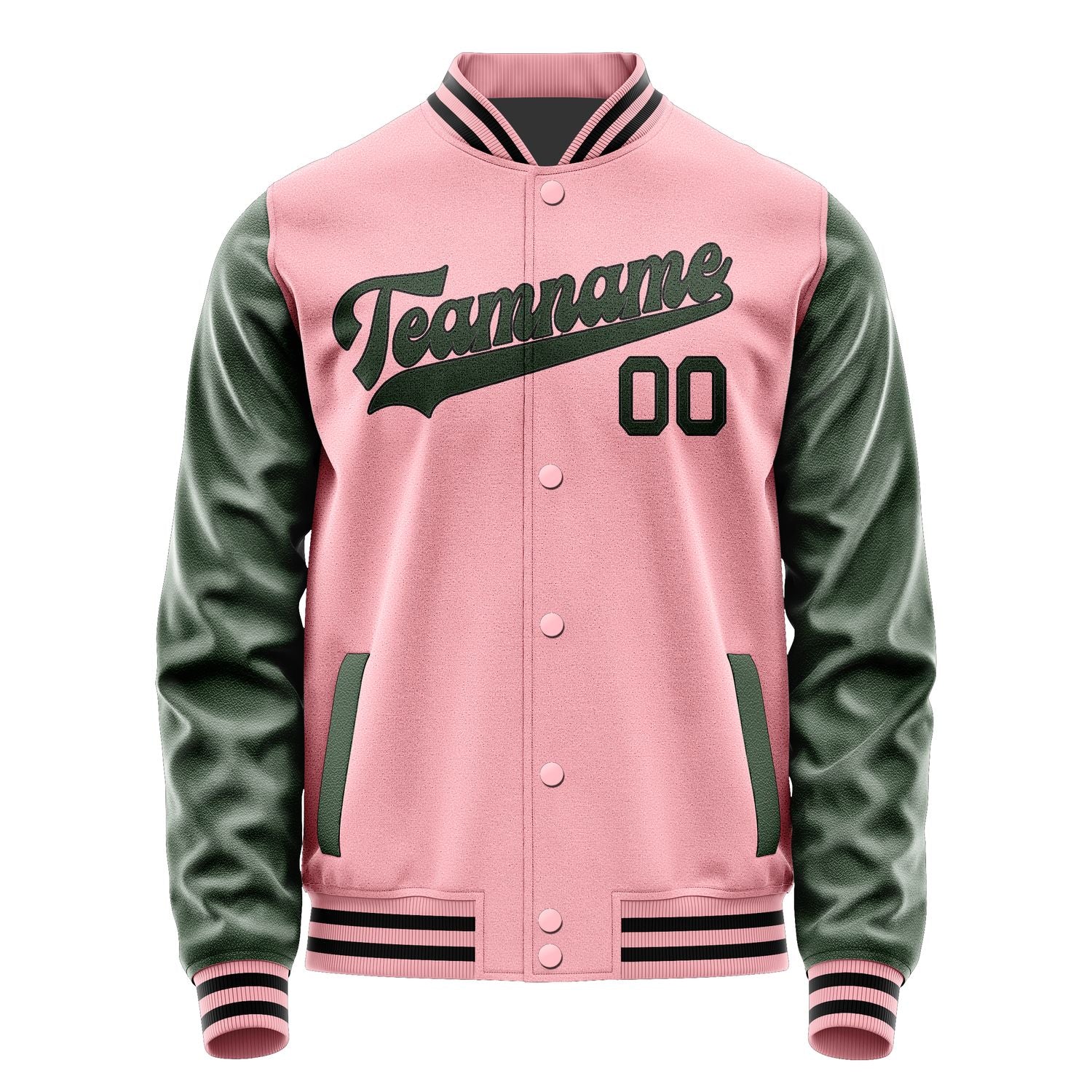 Custom Light Pink Dark Green Jacket JA2121062117B31706