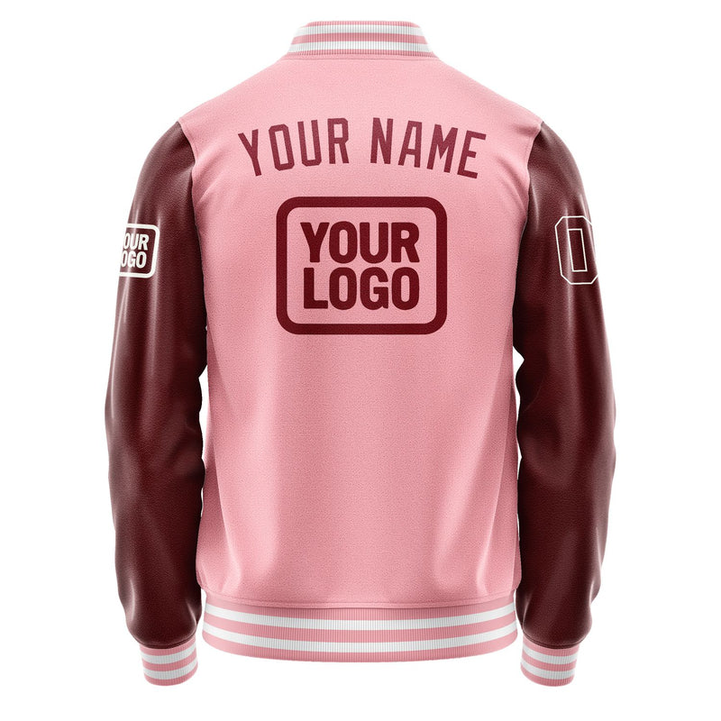 Custom Light Pink Crimson Red Jacket JA212115211818151518