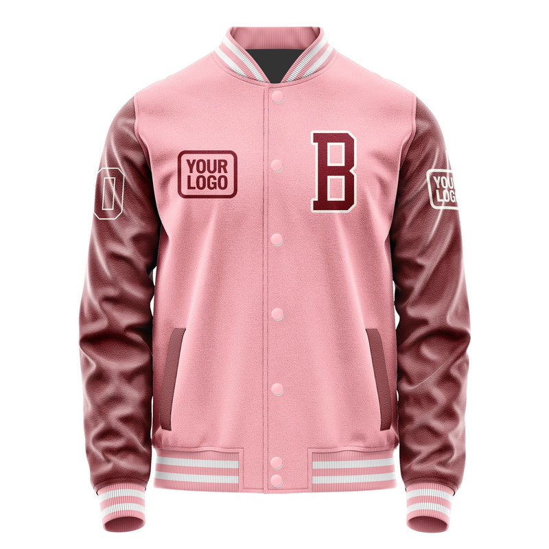 Custom Light Pink Crimson Red Jacket JA212115211818151518