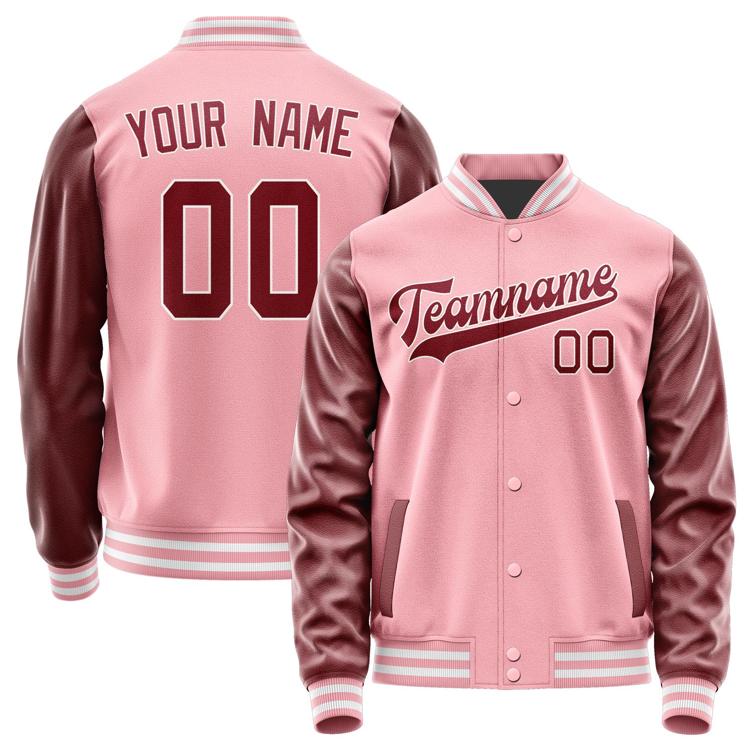 Custom Light Pink Crimson Red Jacket JA2121152118B31815