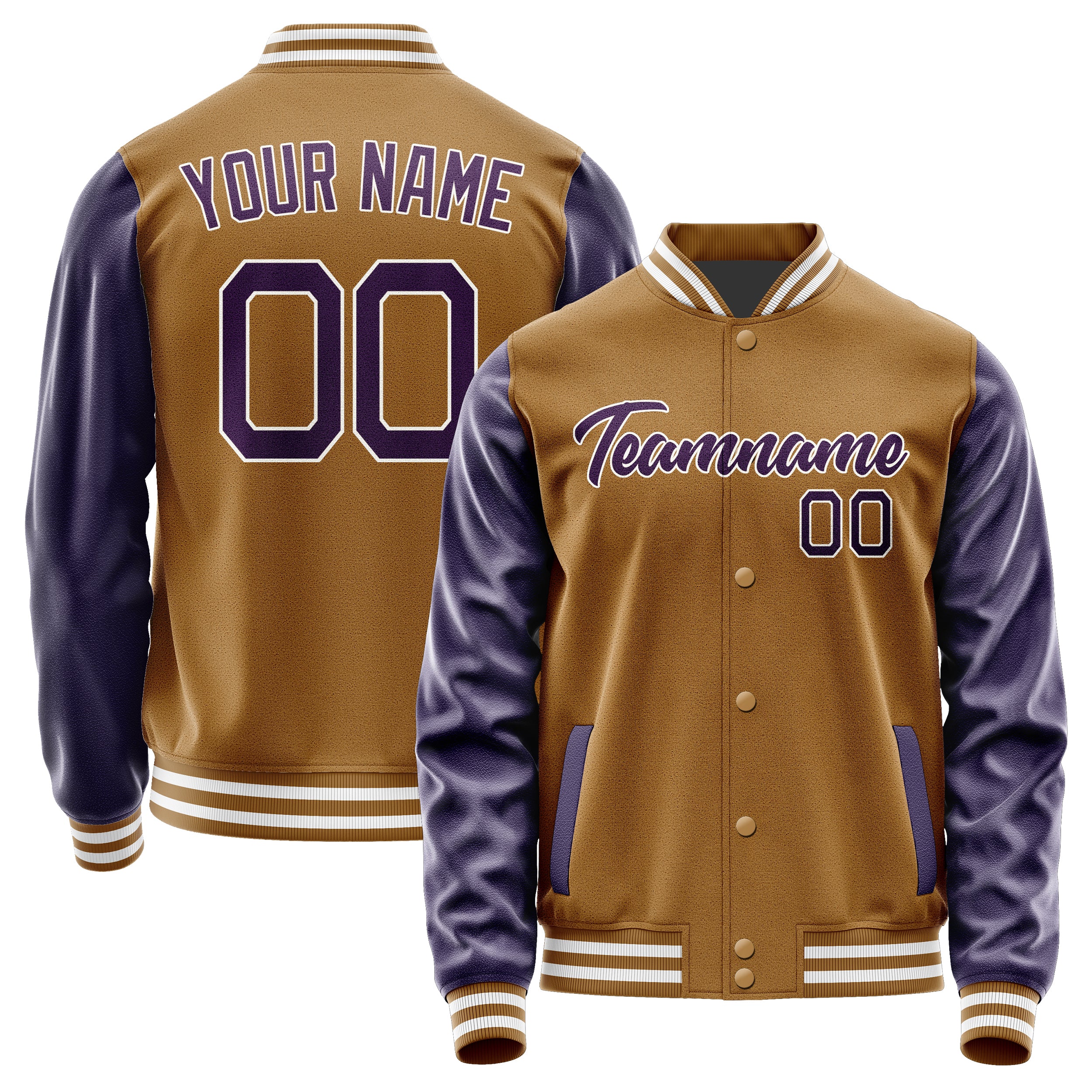 Custom Khaki Purple Jacket JA2222072218B21807