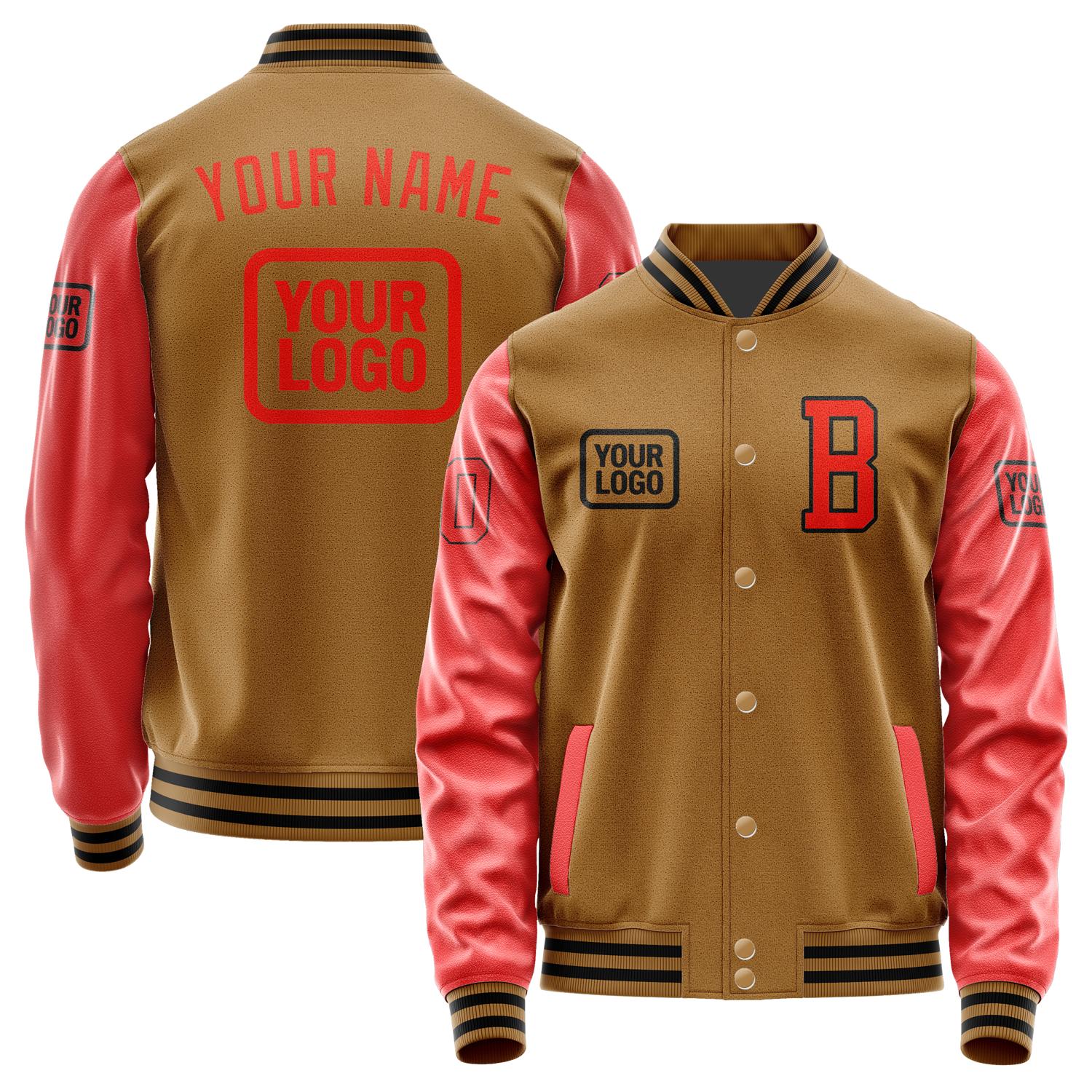 Custom Khaki Orange Red Jacket JA222212221717121217