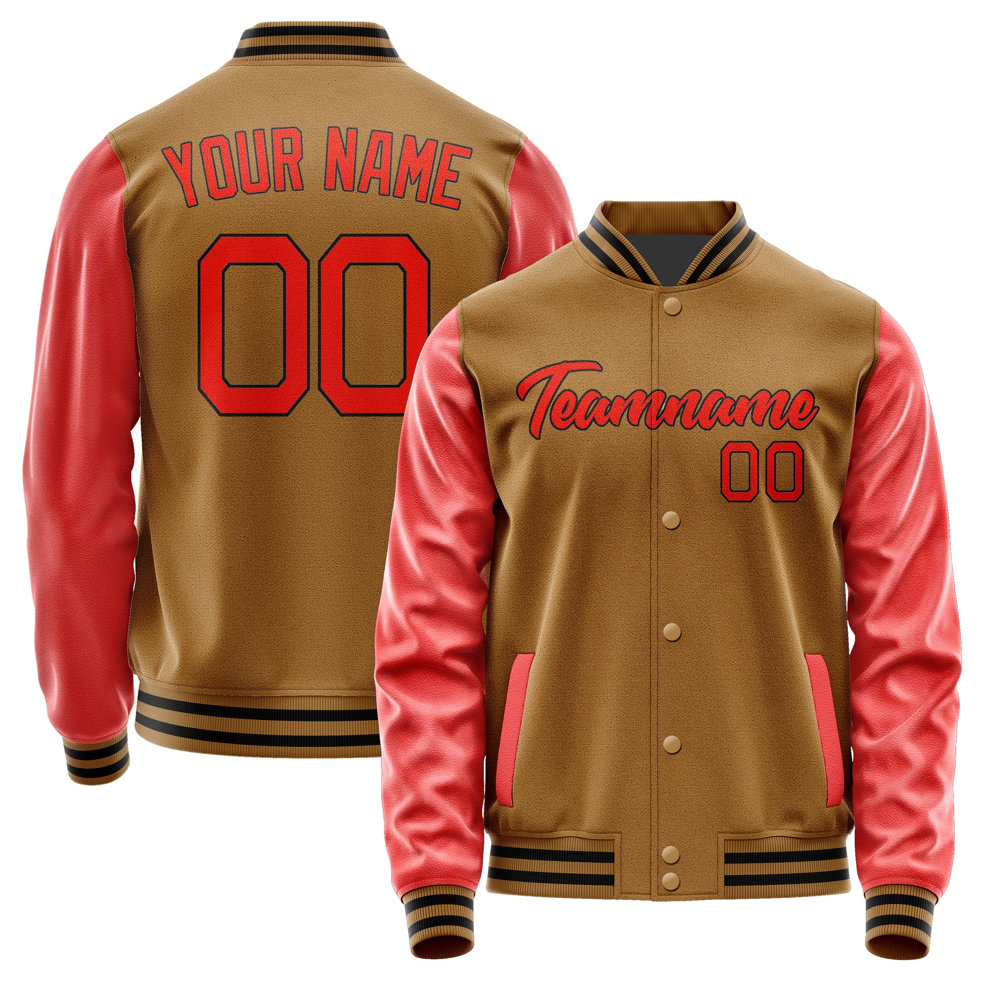 Custom Khaki Orange Red Jacket JA2222122217B21712