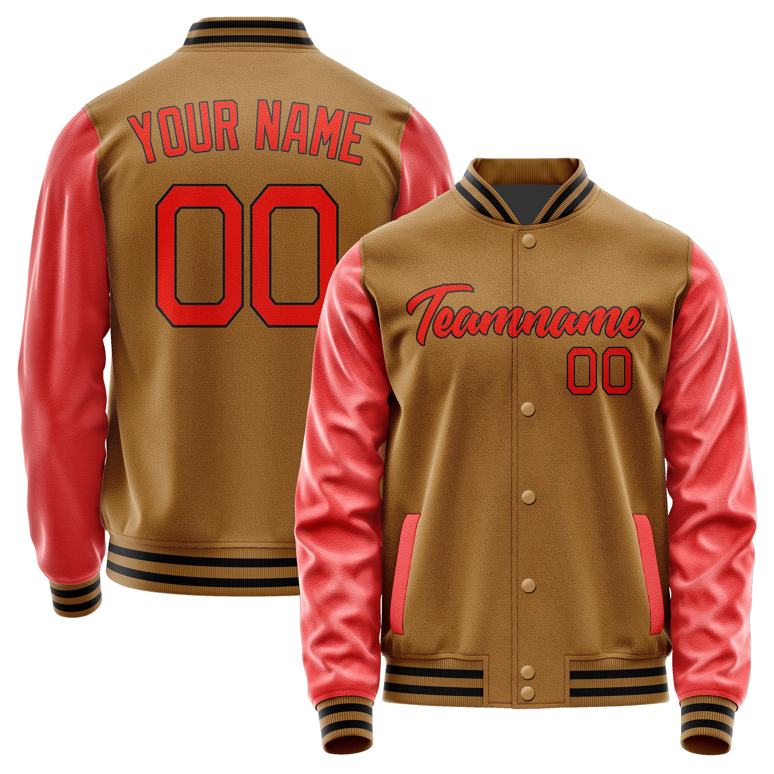 Custom Khaki Orange Red Jacket JA2222122217B21712