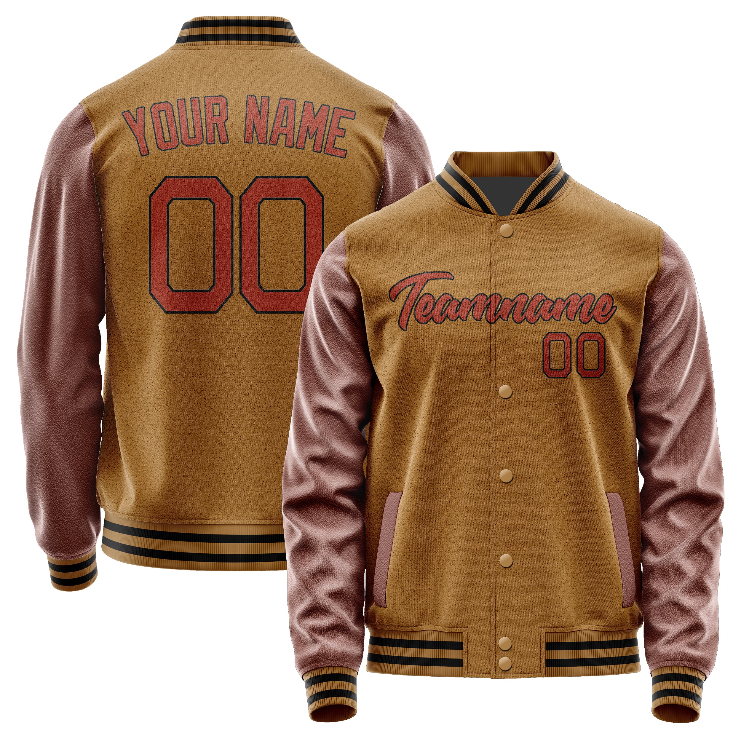 Custom Khaki Coral Red Jacket JA2222162217B21716