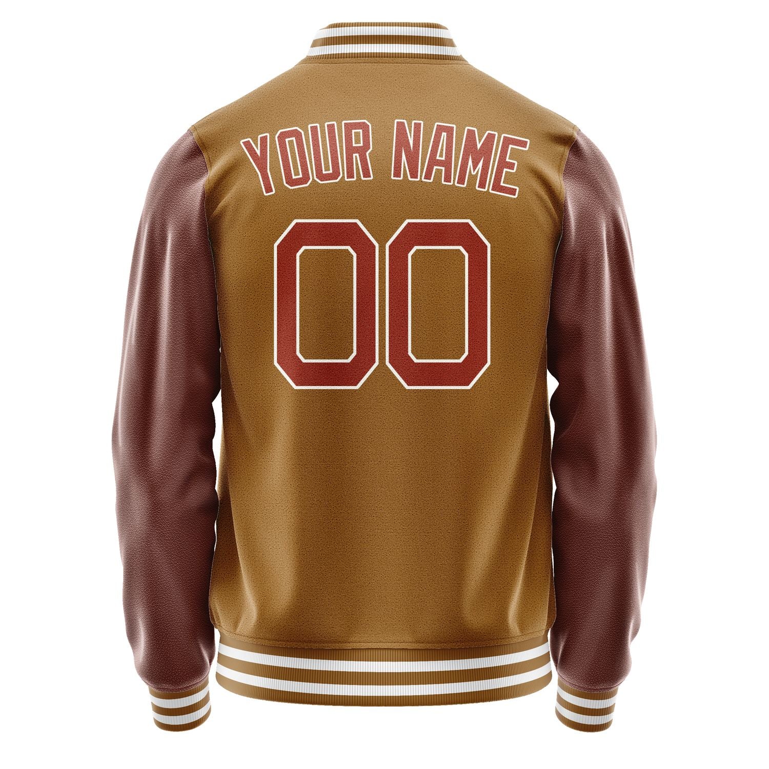 Custom Khaki Coral Red Jacket JA2222162218B21816