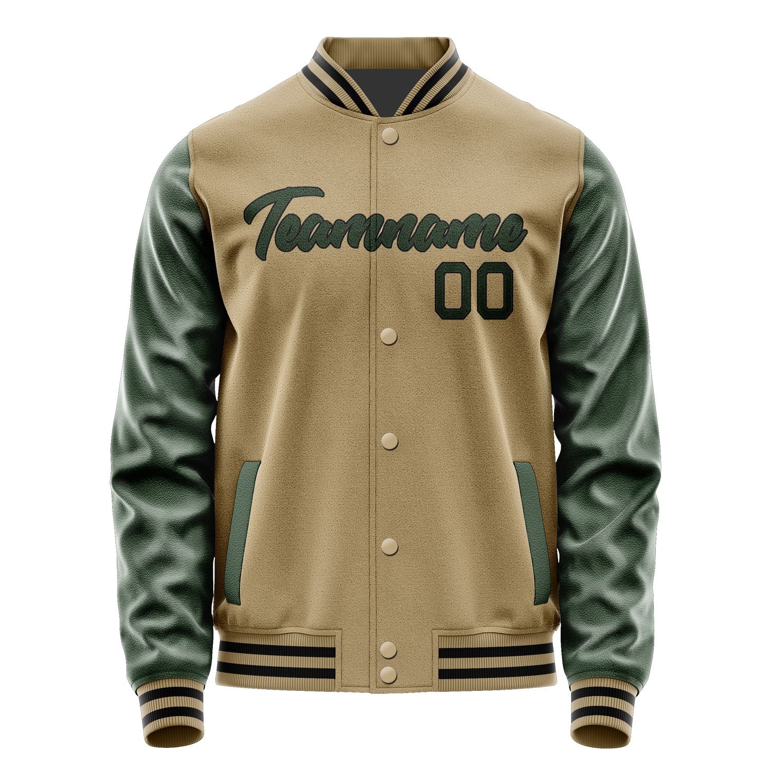 Custom Light Khaki Dark Green Jacket JA2525062517B21706