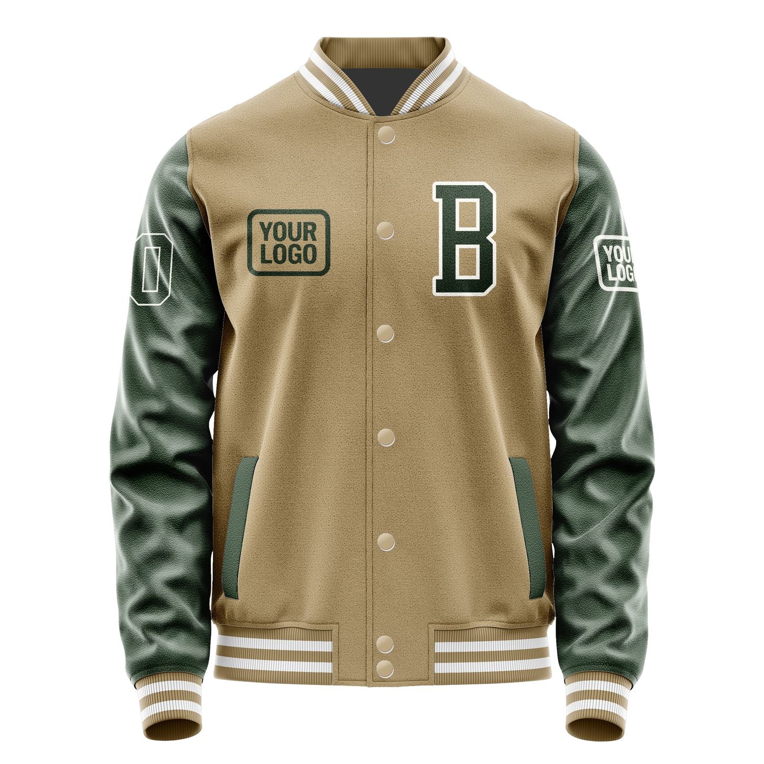 Custom Light Khaki Dark Green Jacket JA252506251818060618