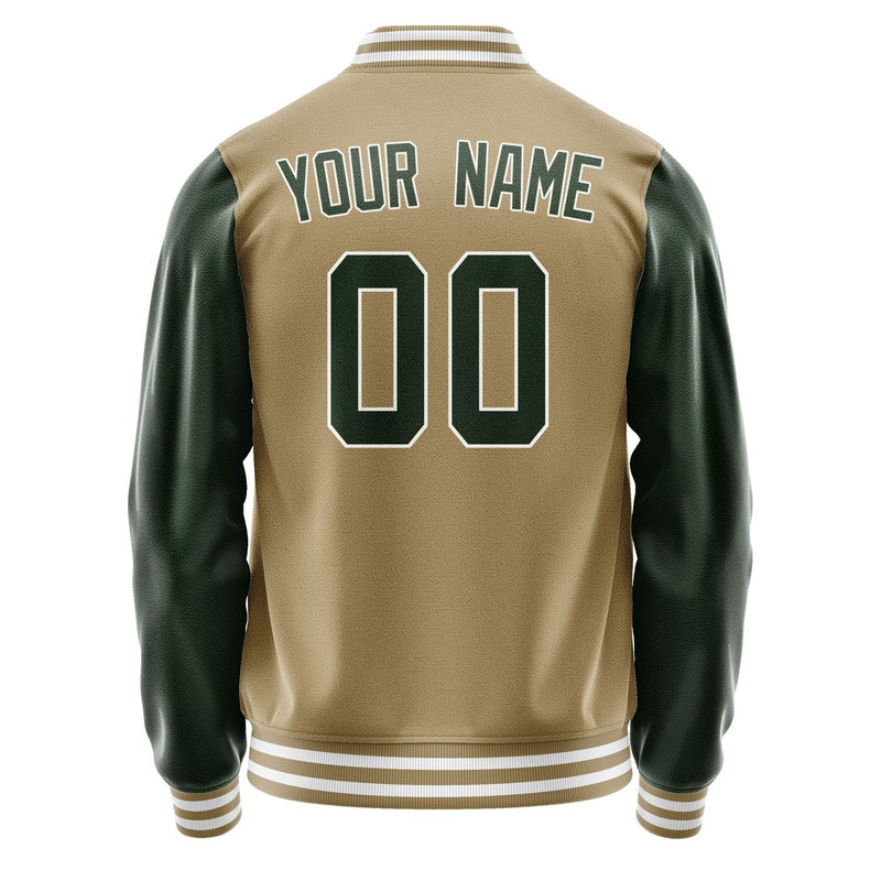 Custom Light Khaki Dark Green Jacket JA2525062518B31806