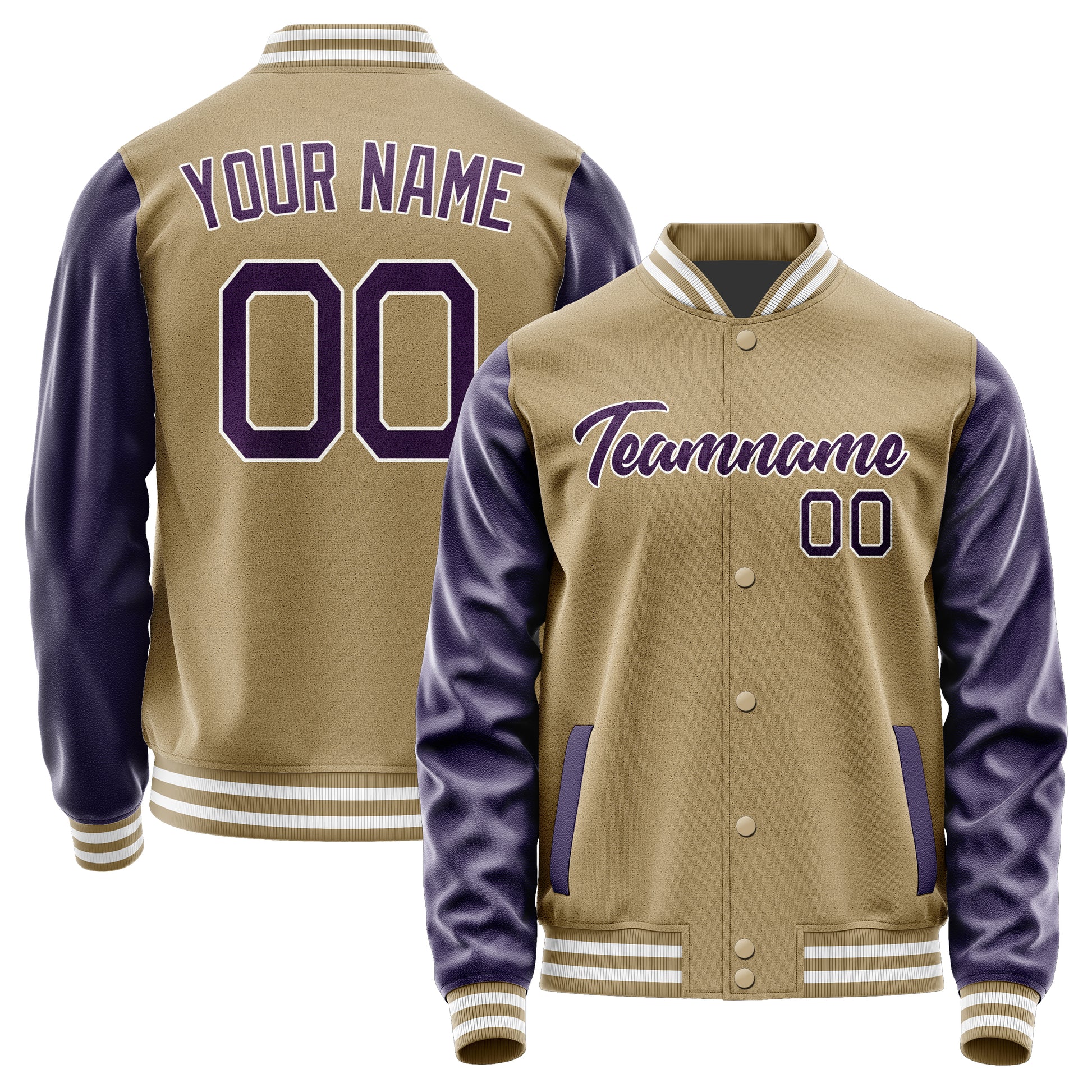 Custom Light Khaki Purple Jacket JA2525072518B21807