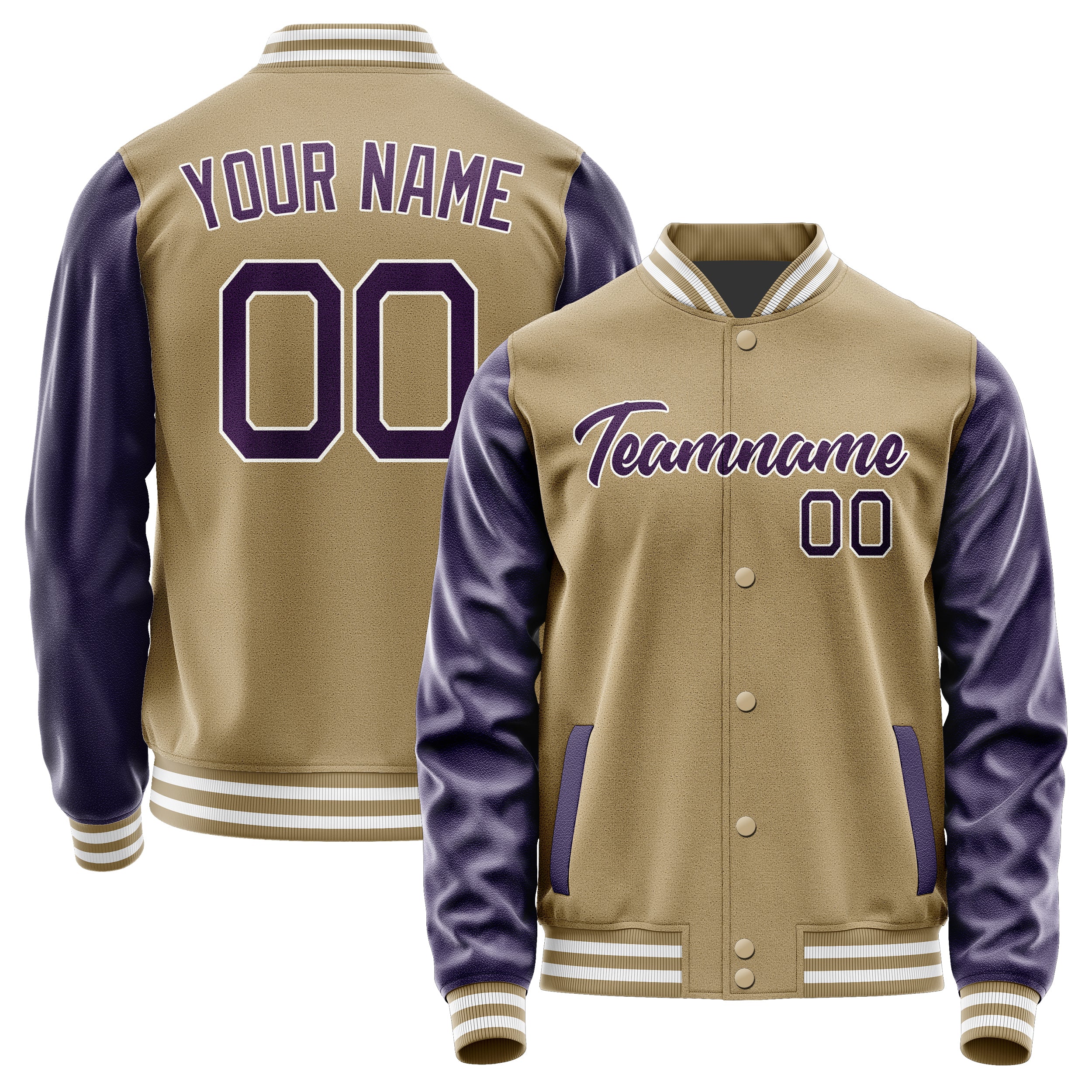 Custom Light Khaki Purple Jacket JA2525072518B21807