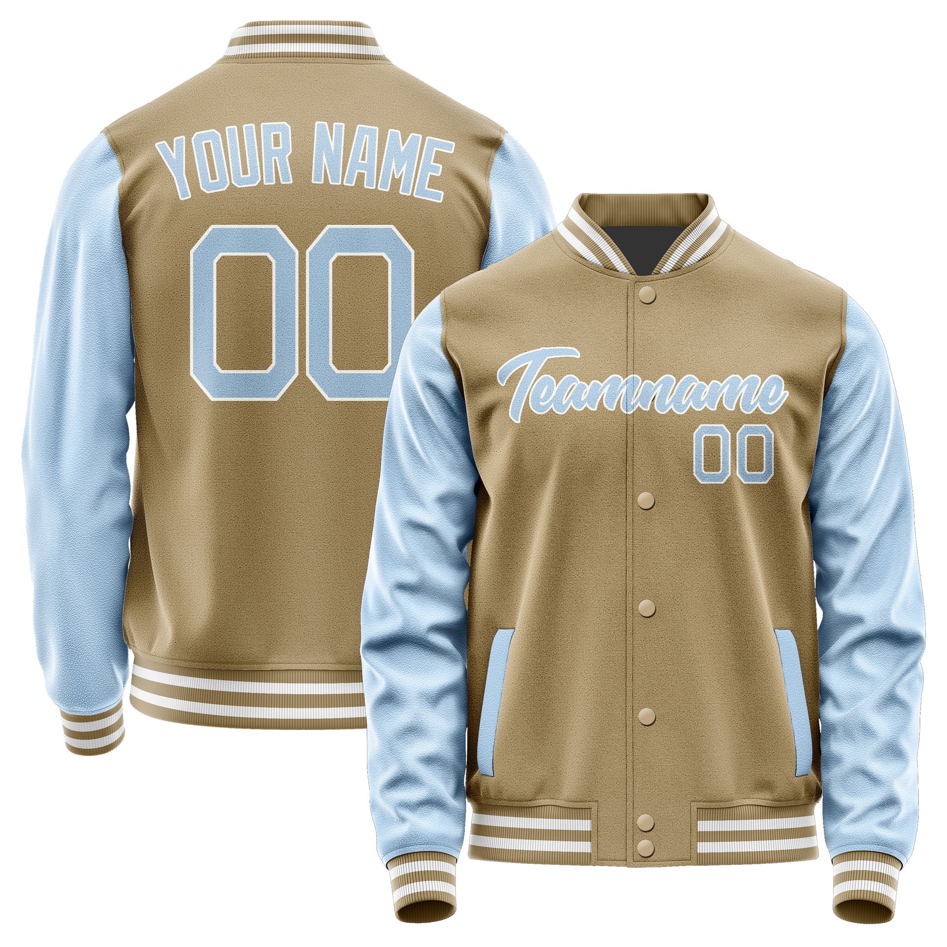 Custom Light Khaki Light Blue Jacket JA2525082518B21808