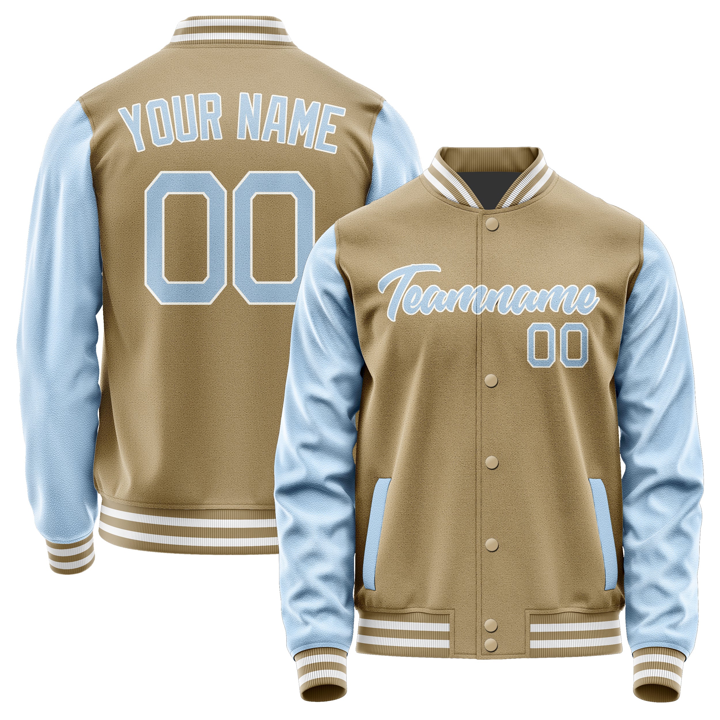 Custom Light Khaki Light Blue Jacket JA2525082518B21808