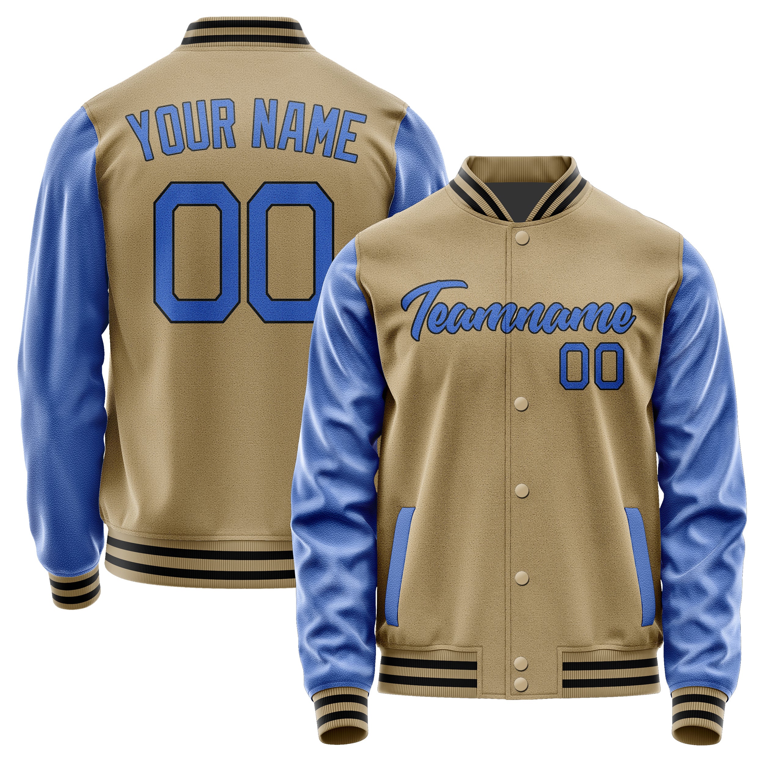 Custom Light Khaki Sky Blue Jacket JA2525092517B21709